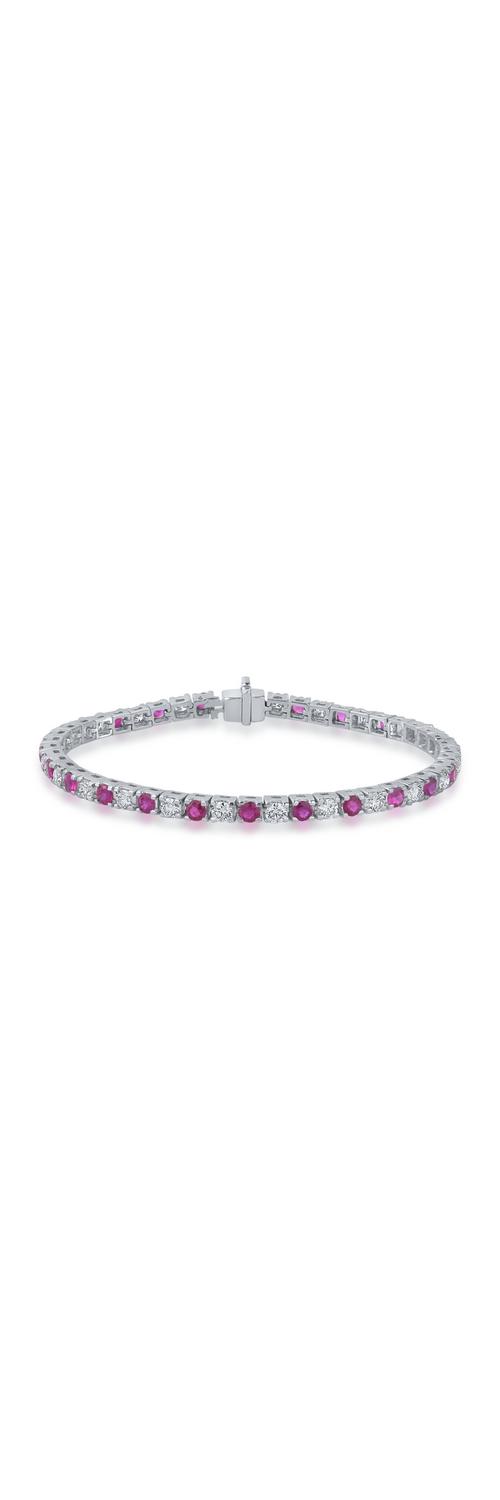 White gold tennis bracelet with 3.89ct rubies and 3.01ct diamonds
