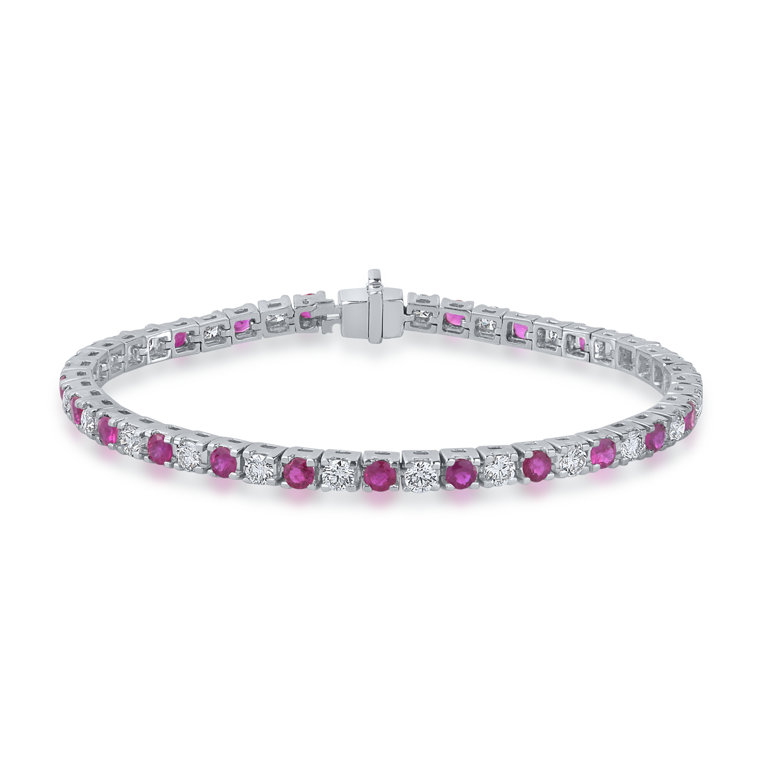 White gold tennis bracelet with 3.89ct rubies and 3.01ct diamonds