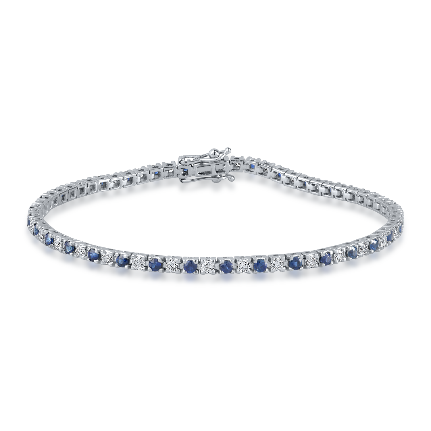 White gold tennis bracelet with 1.83ct sapphires and 1.44ct diamonds