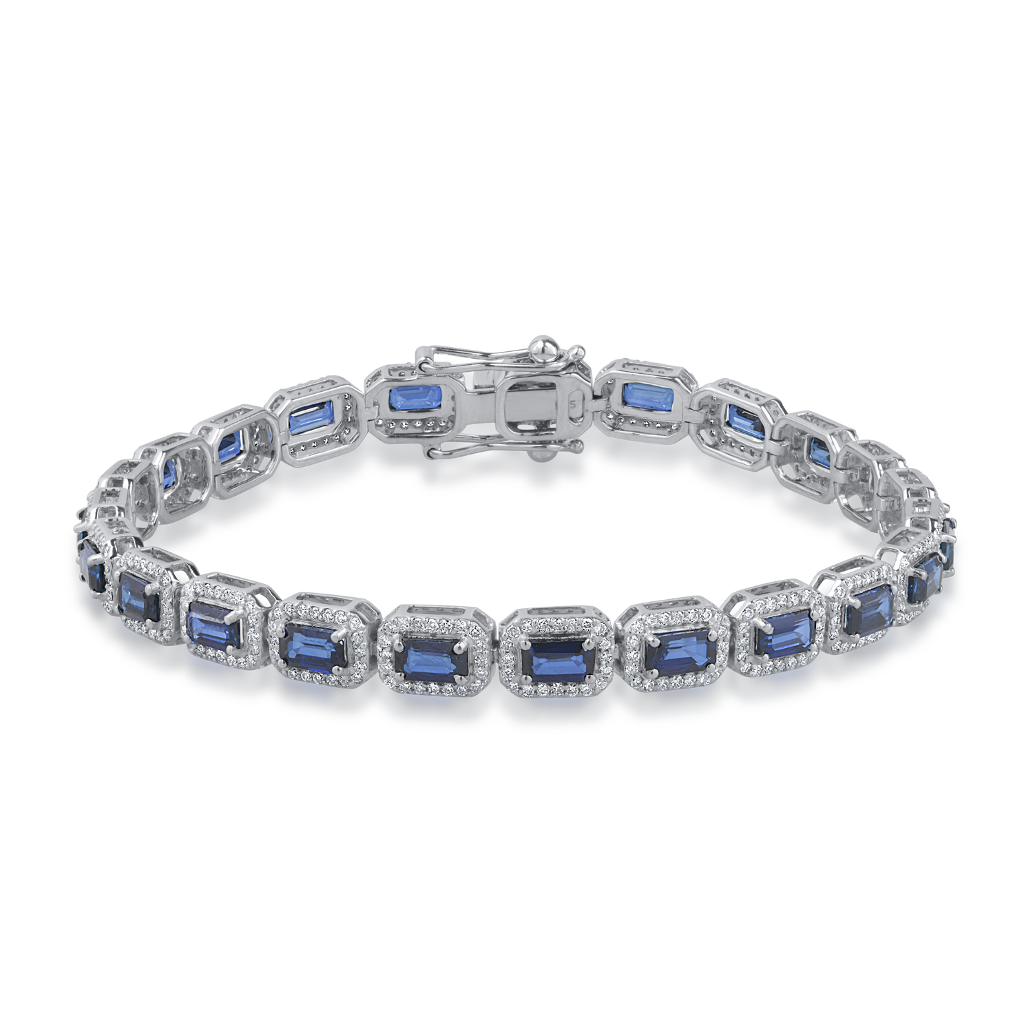 White gold tennis bracelet with 6.63ct sapphires and 1.45ct diamonds