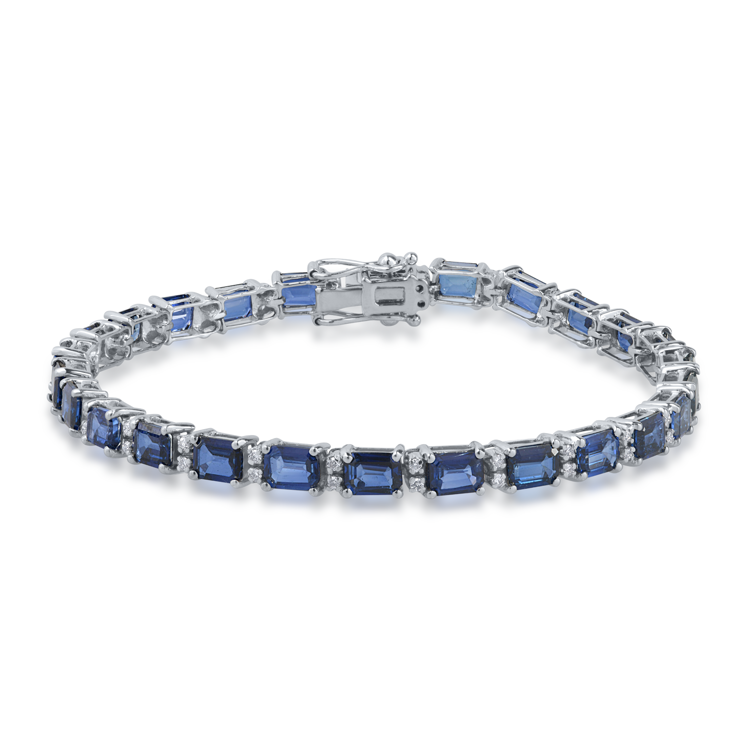 White gold tennis bracelet with 10.64ct sapphires and 0.41ct diamonds