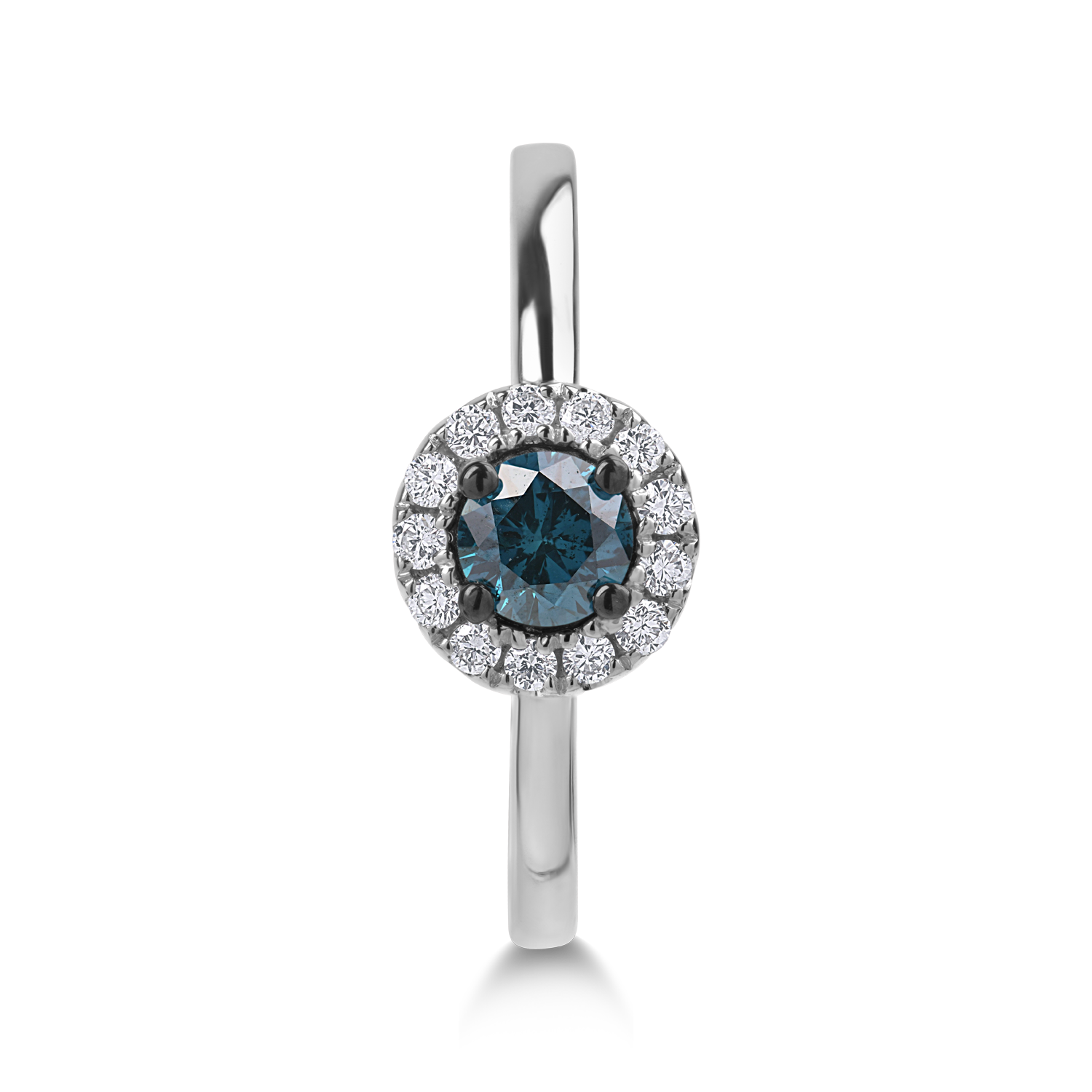 Inel din aur alb cu diamant albastru de 0.35ct si diamante transparente de 0.15ct