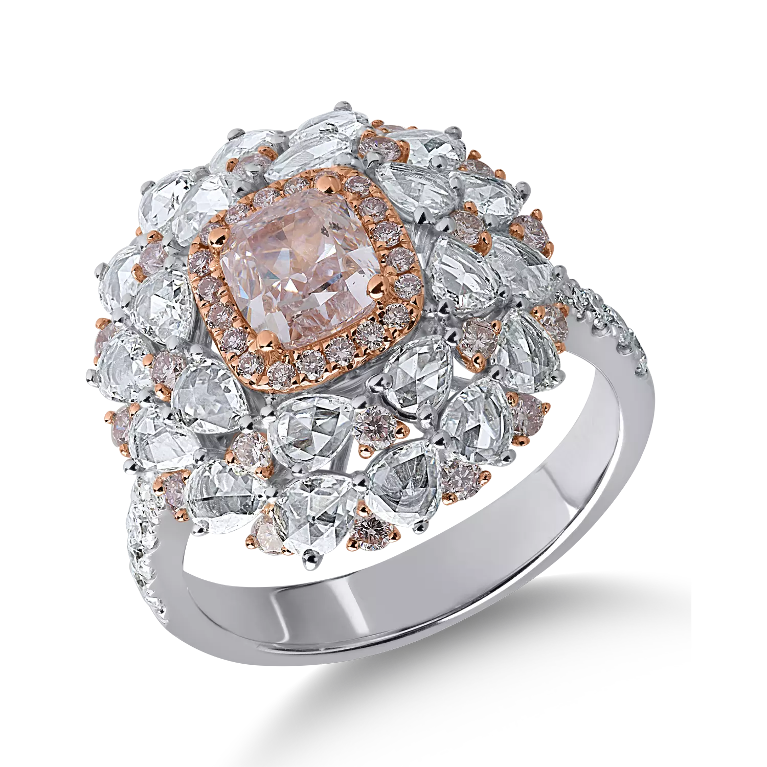 Fehér rózsa arany gyűrű 2.85ct gyémántokkal