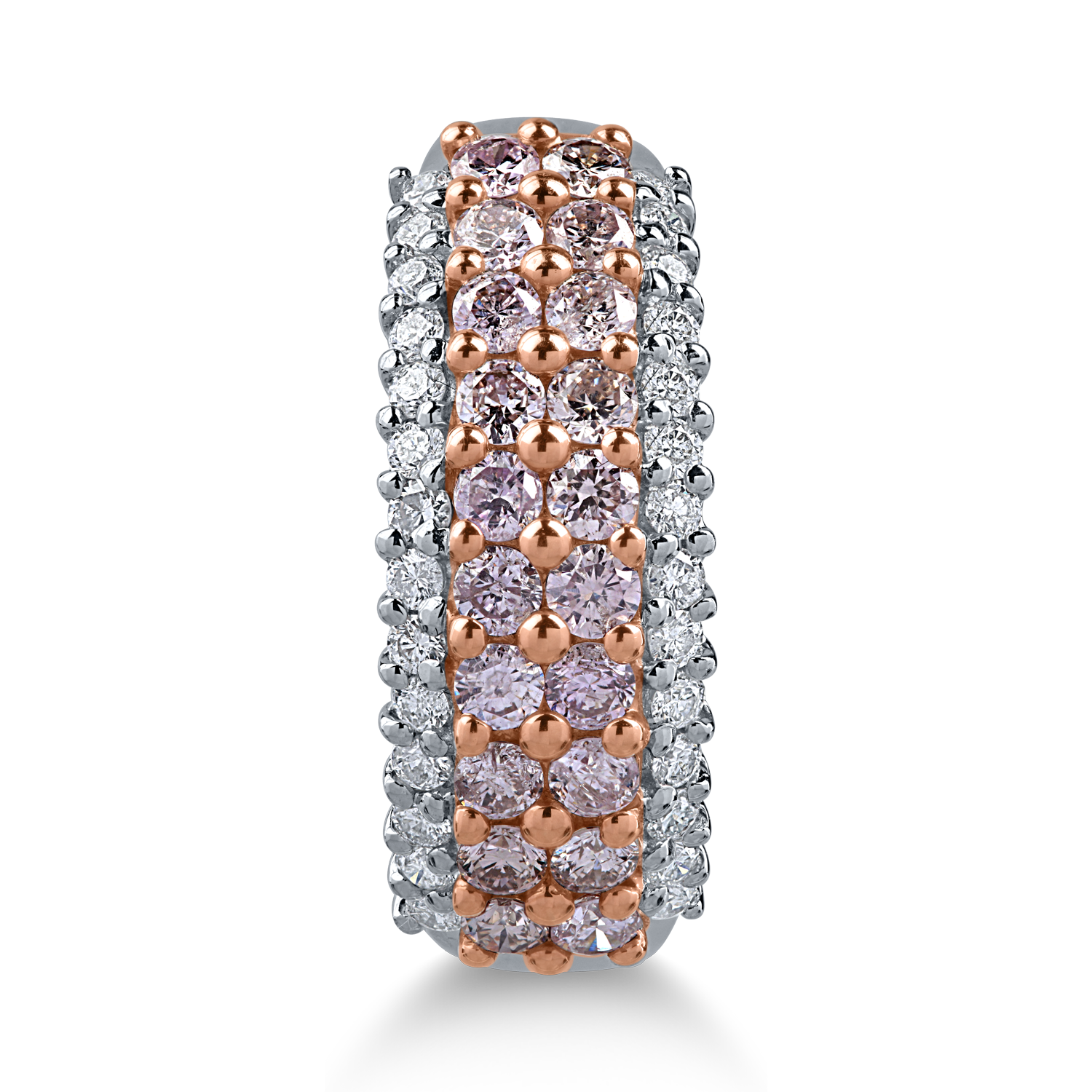 Inel din aur alb-roz cu diamante roz de 0.68ct si diamante transparente de 0.23ct
