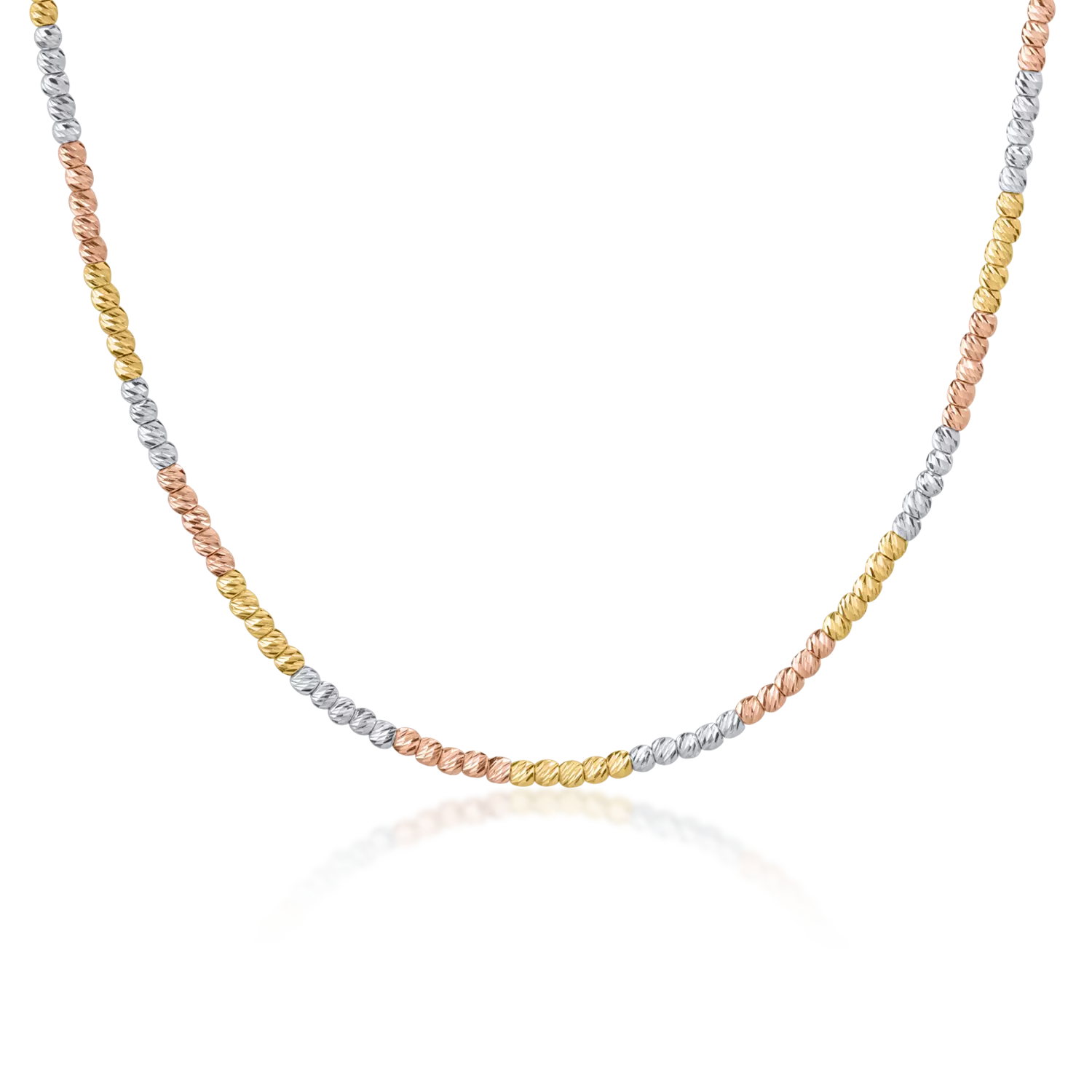 Fehér-rózsa-sárga arany nyaklánc