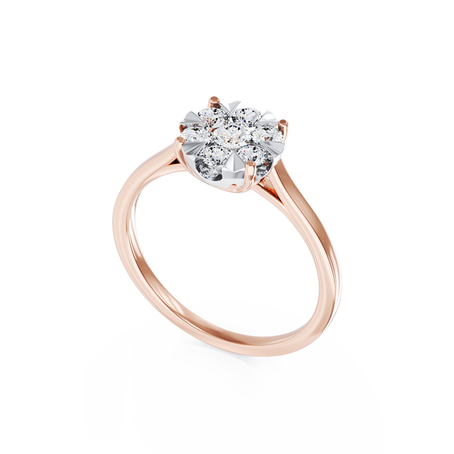 Годежен пръстен от розово злато с диаманти 0.253кt