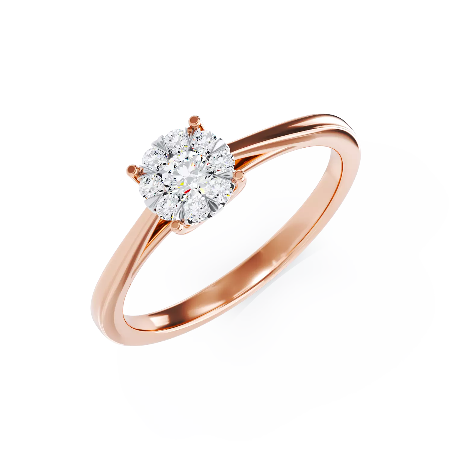 Inel de logodna din aur roz cu diamante de 0.15ct