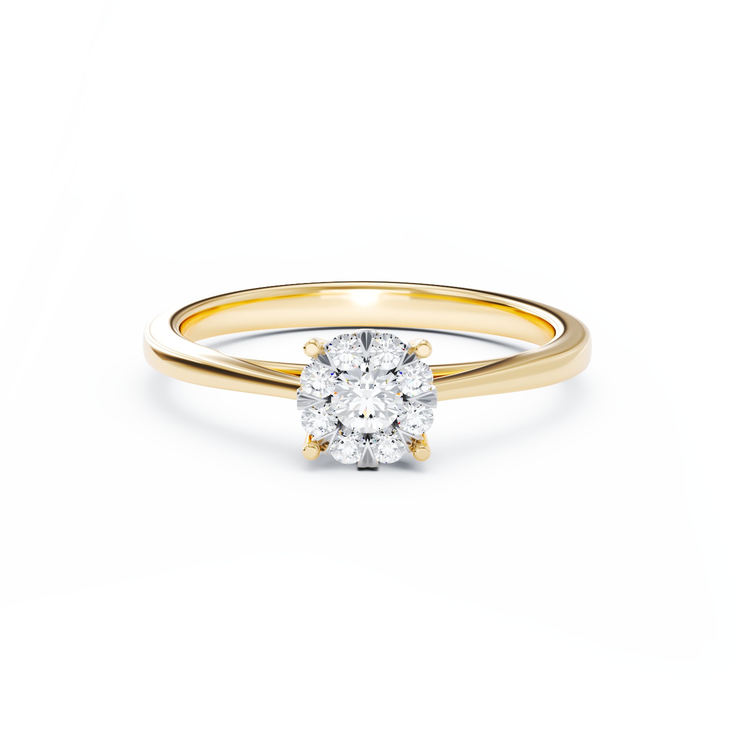 Годежен пръстен от жълто злато с диаманти 0.25кт