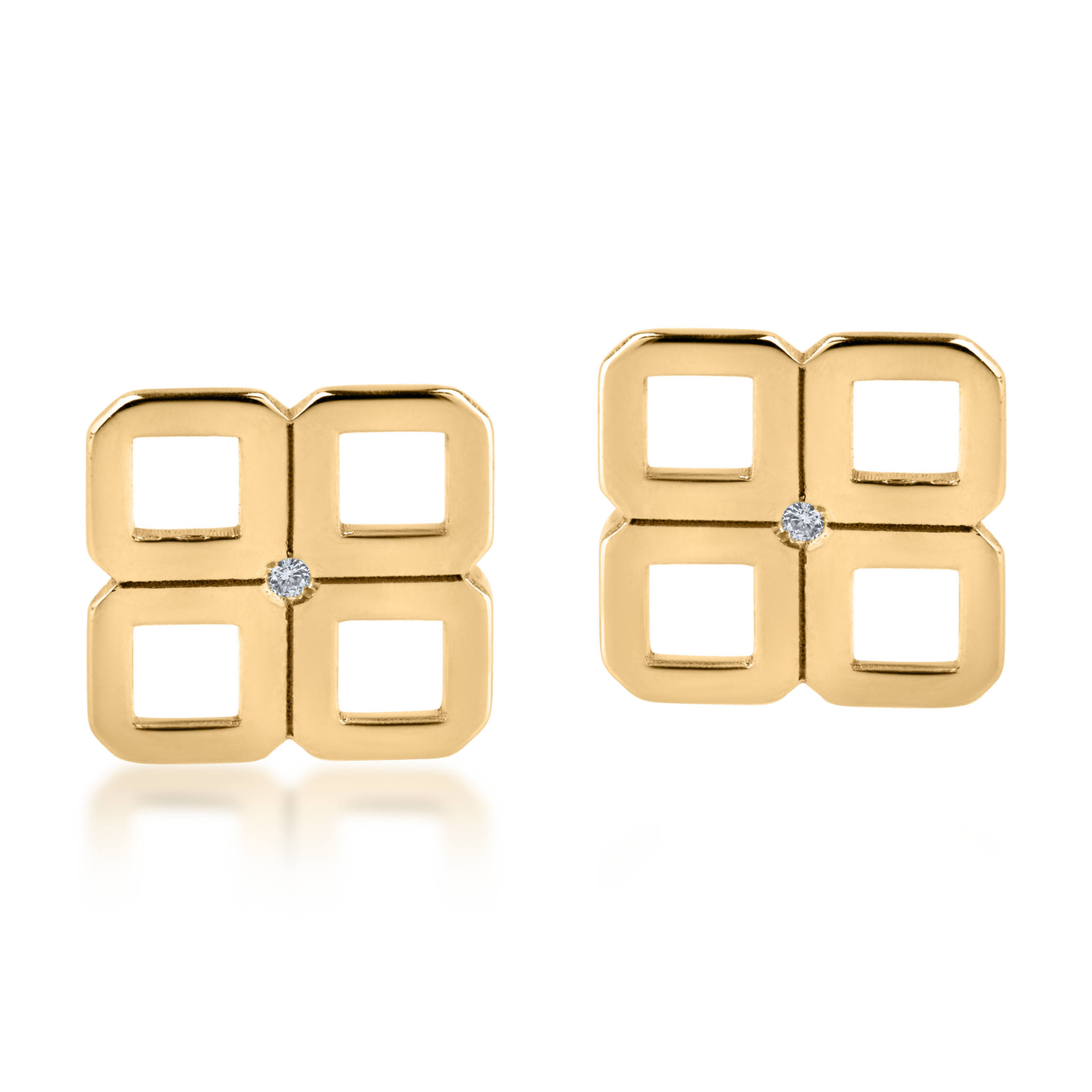 Kolczyki z żółtego złota z diamentami o masie 0.010ct