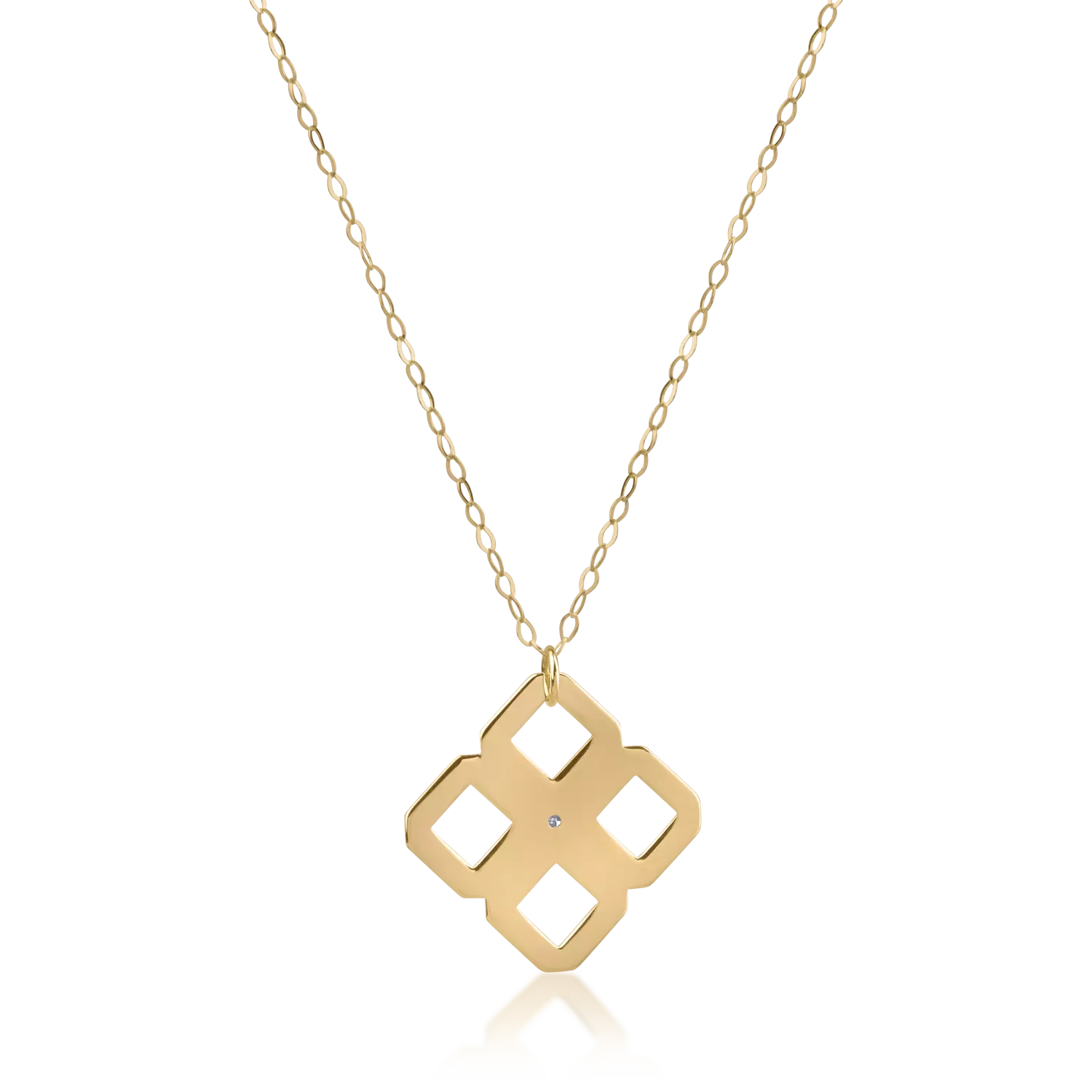 Yellow gold pendant necklace with 0.005ct diamond