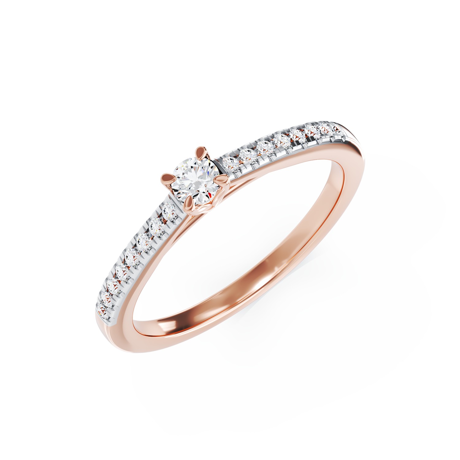 Inel de logodna din aur roz cu diamante de 0.2ct