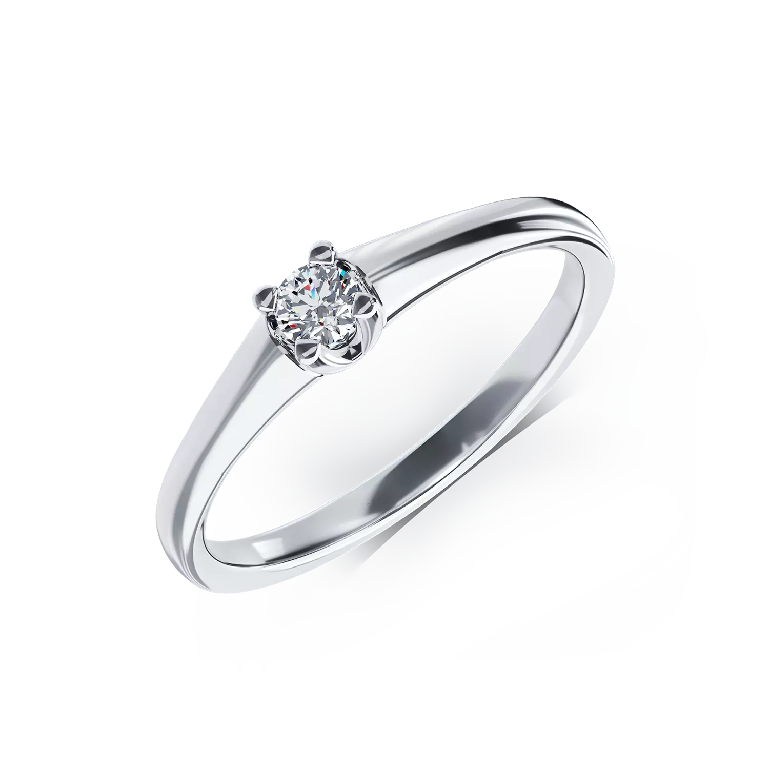 Inel de logodna din aur alb cu diamant solitaire de 0.095ct