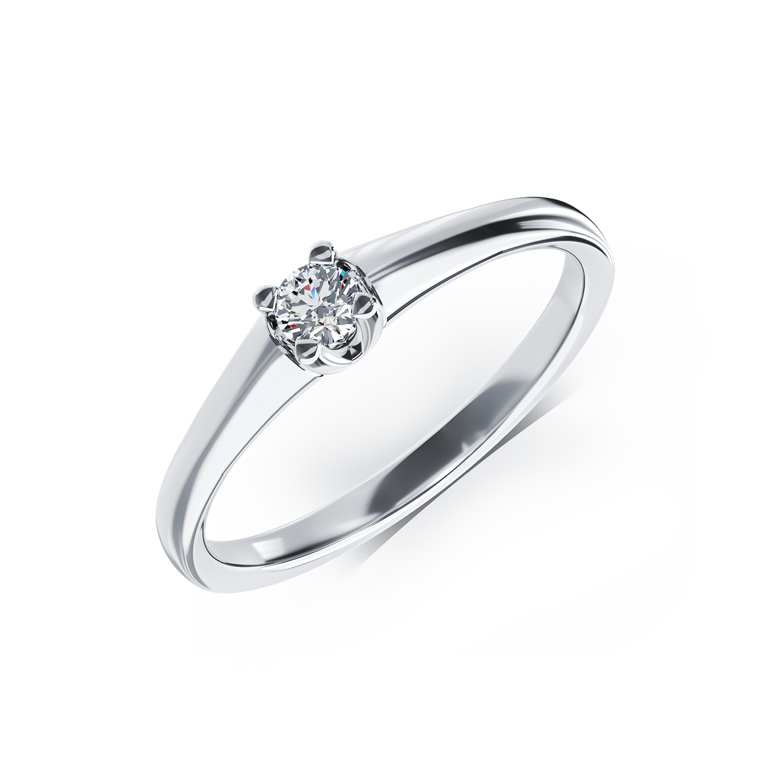 Inel de logodna din aur alb cu diamant solitaire de 0.091ct