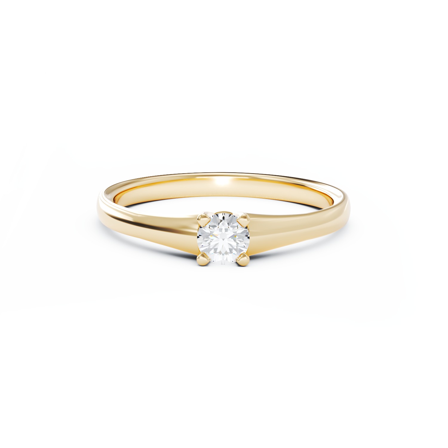 Inel de logodna din aur galben cu diamant solitaire de 0.1ct