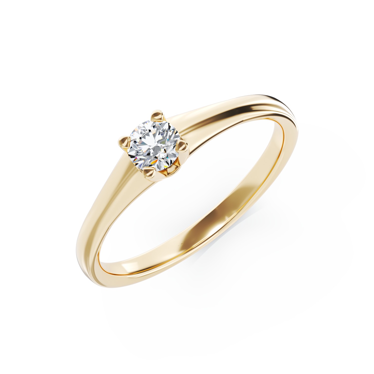 Годежен пръстен от жълто злато с диамант пасианс 0.1кт