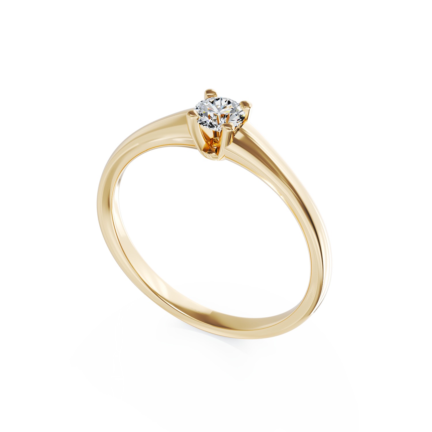 Yellow gold engagement ring with 0.1ct solitaire diamond