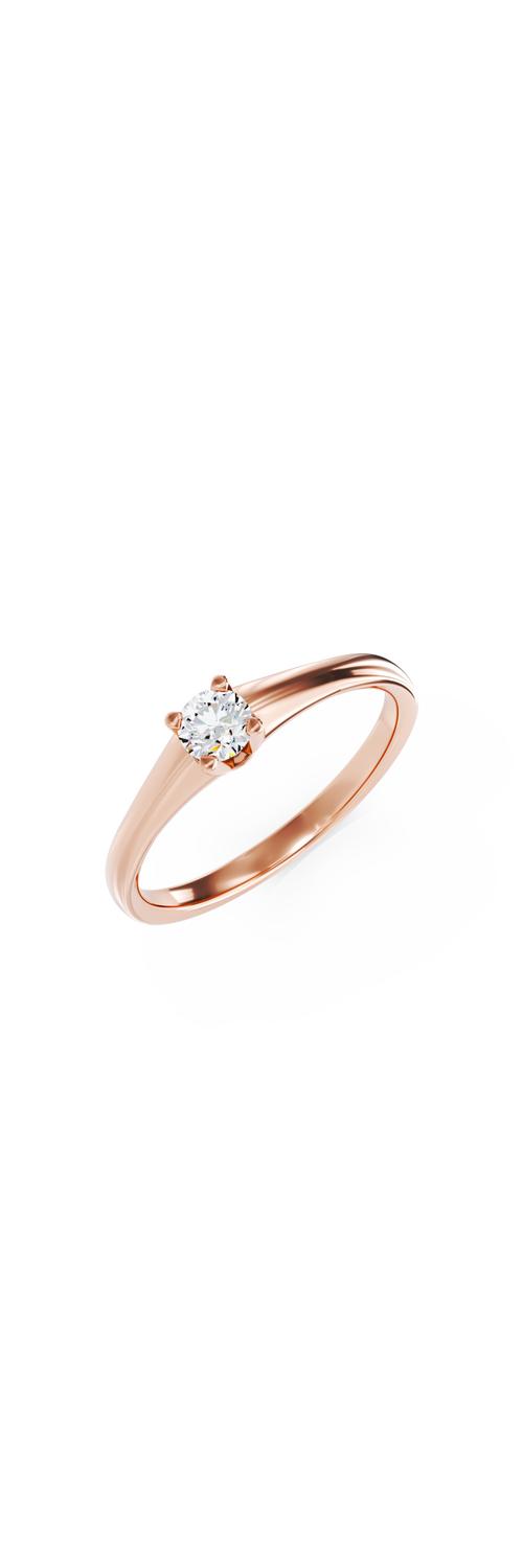 Годежен пръстен от розово злато с диамант пасианс 0.1кт