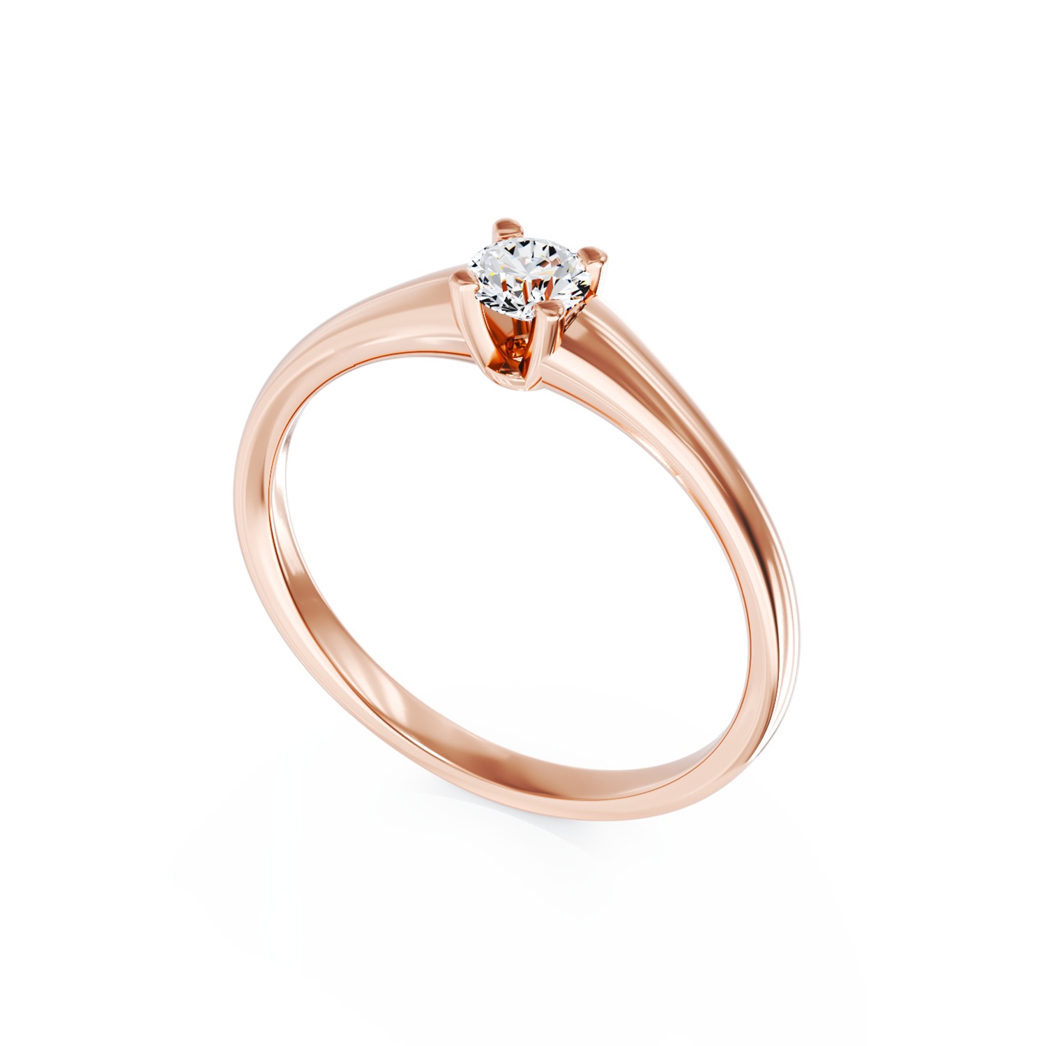 Годежен пръстен от розово злато с диамант пасианс 0.1кт