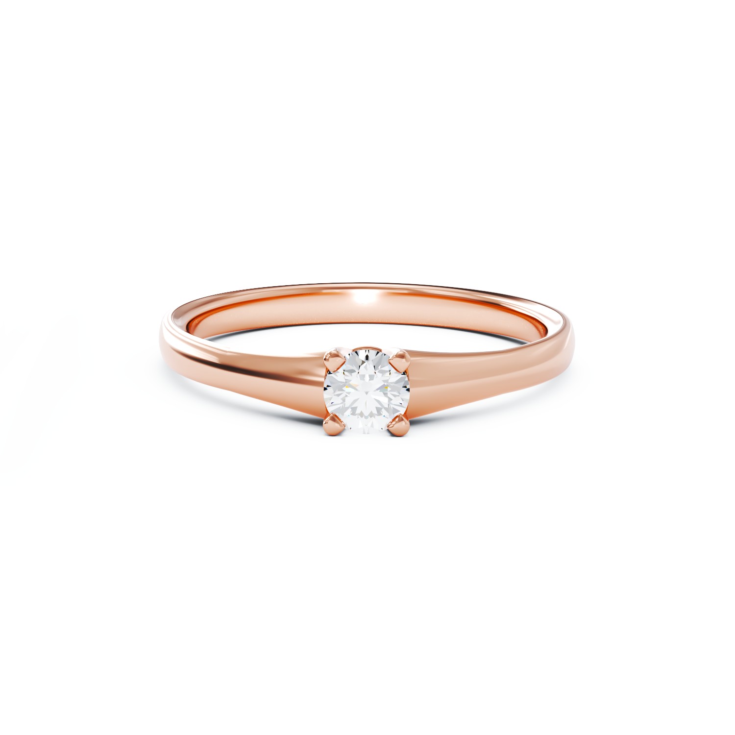 Inel de logodna din aur roz cu diamant solitaire de 0.1ct