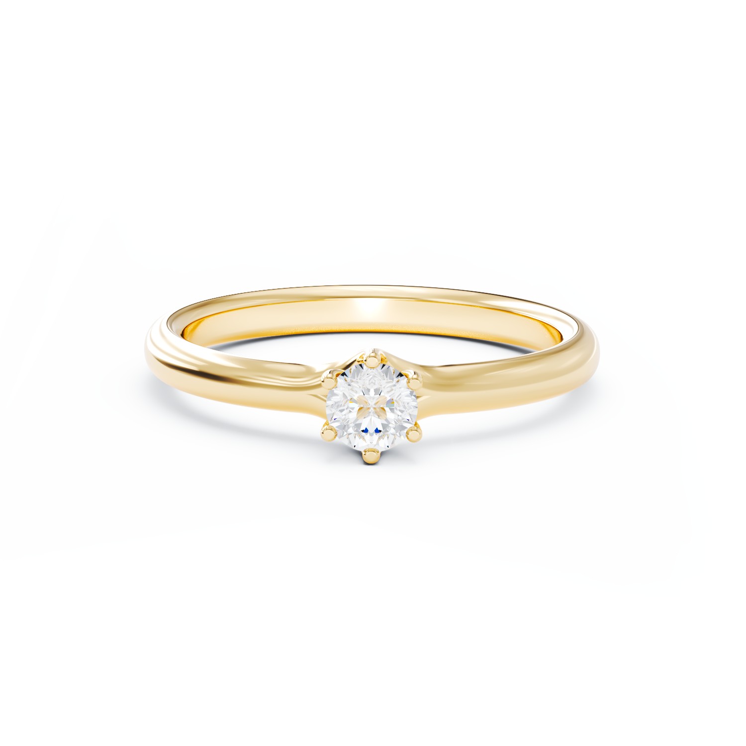 Inel de logodna din aur galben cu diamant solitaire de 0.173ct