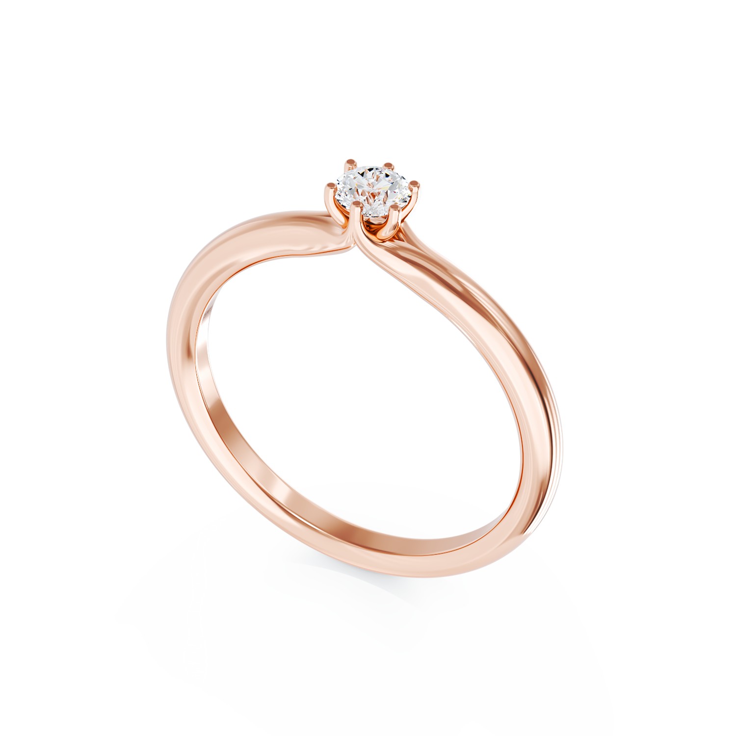 Годежен пръстен от розово злато с диамант пасианс 0.163кt