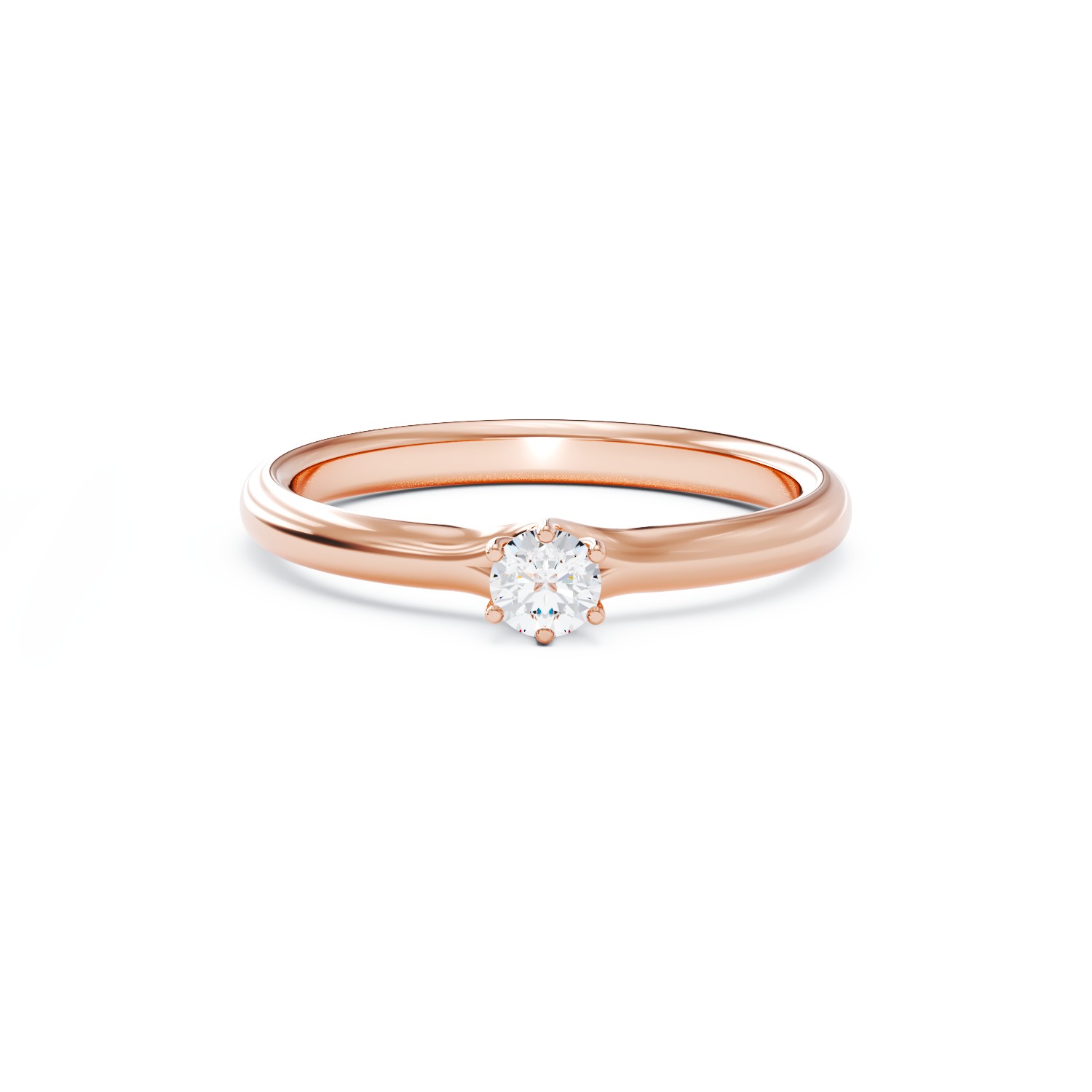 Inel de logodna din aur roz cu diamant solitaire de 0.163ct