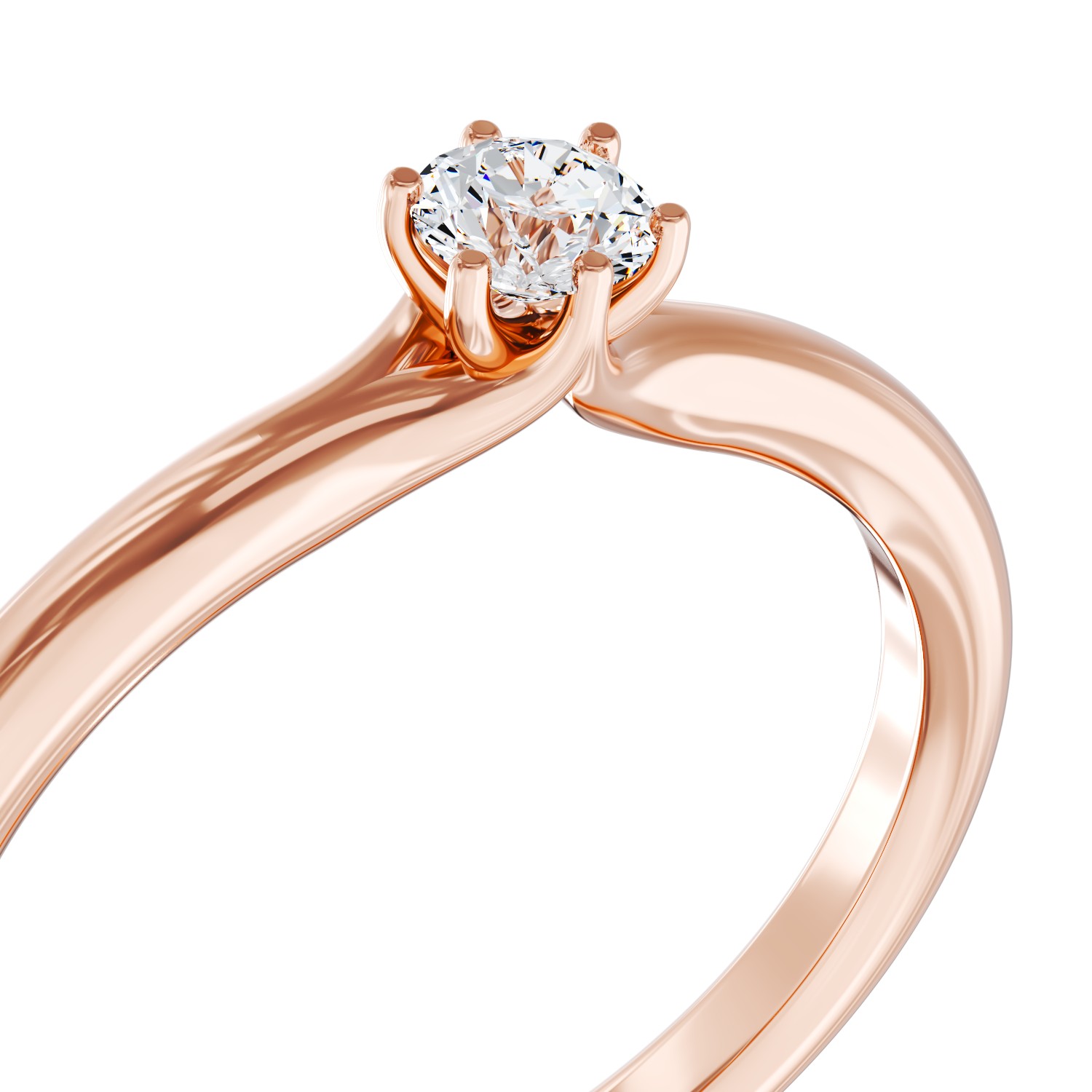 Rose gold engagement ring with 0.163ct solitaire diamond