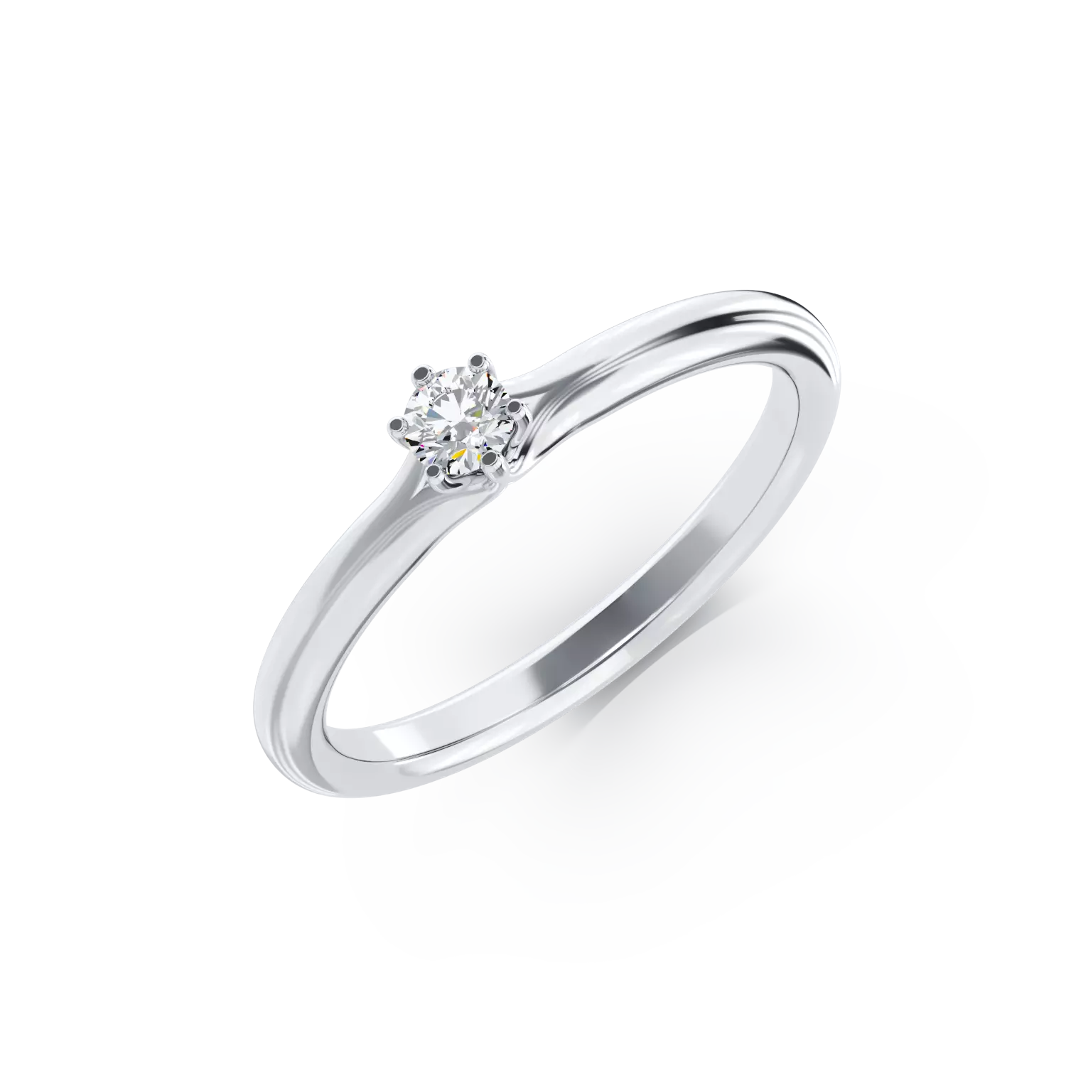 Inel de logodna din aur alb cu diamant solitaire de 0.14ct