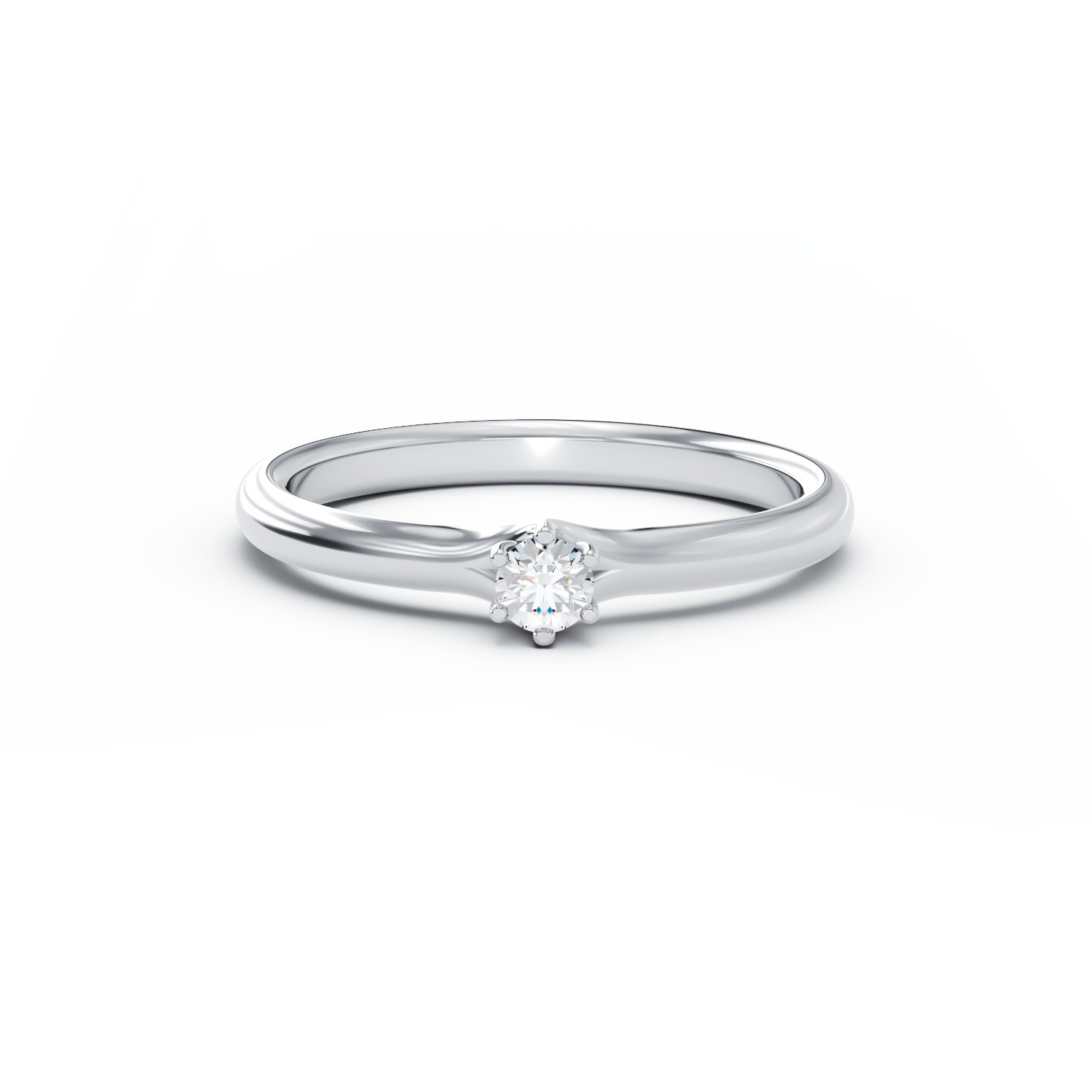 Inel de logodna din aur alb cu diamant solitaire de 0.15ct