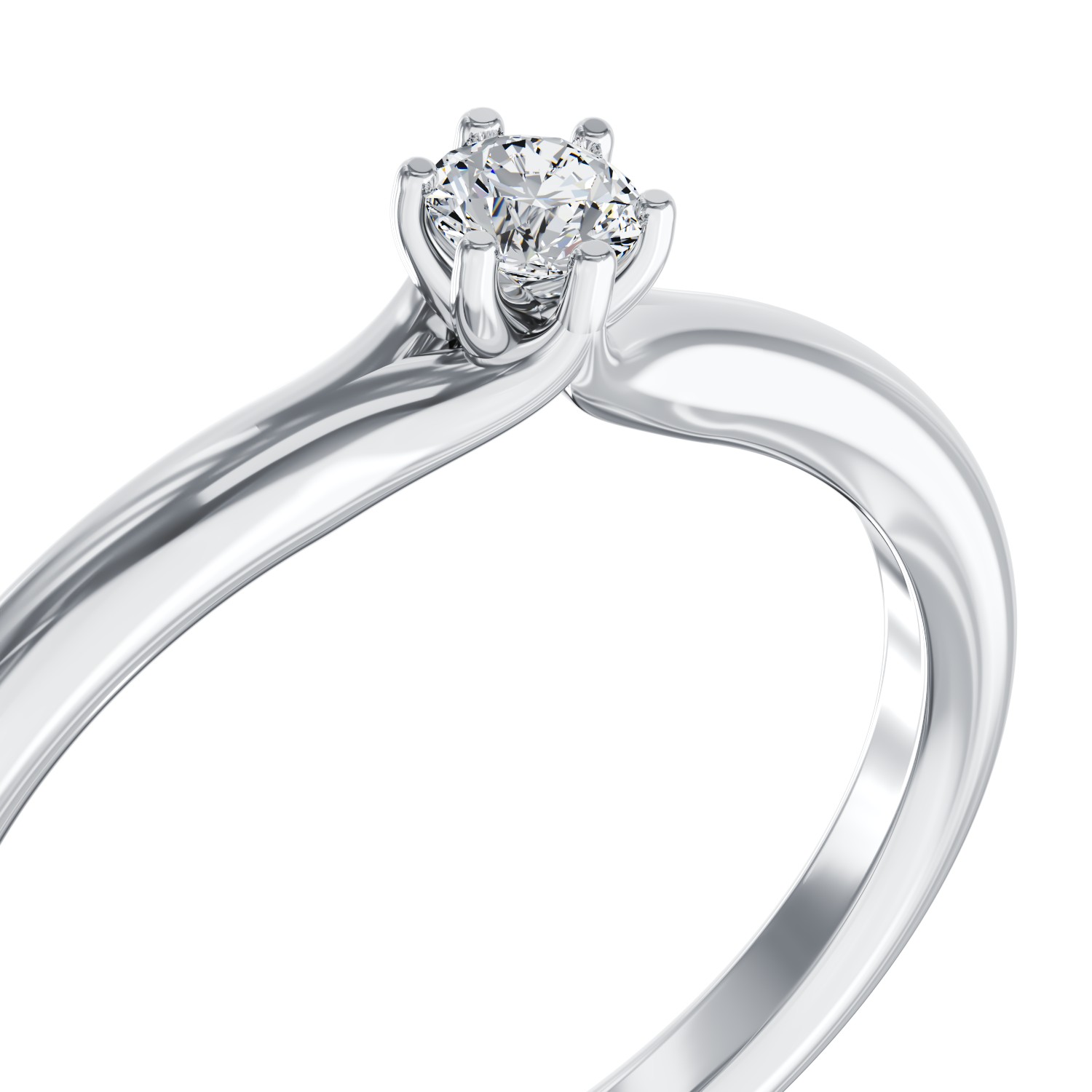 Годежен пръстен от бяло злато с диамант пасианс 0.15кt