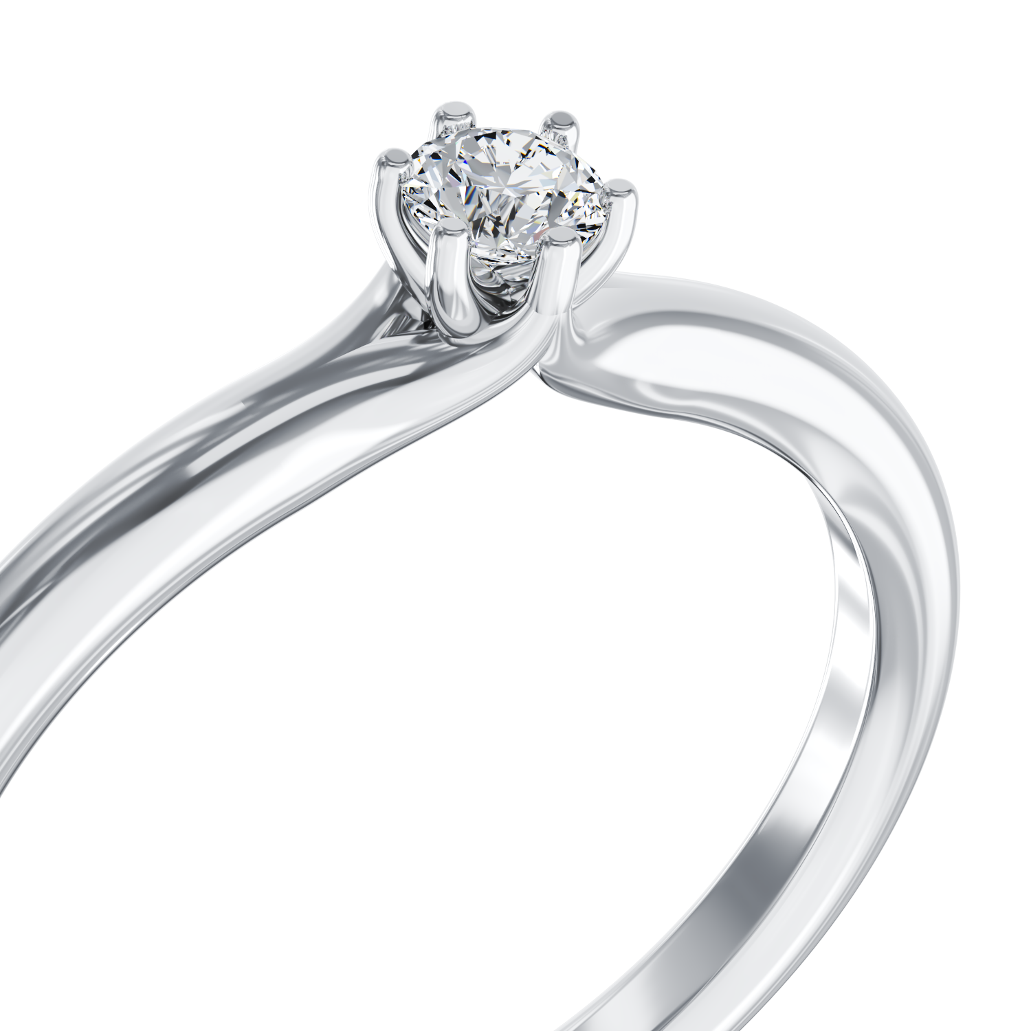 Inel de logodna din aur alb cu diamant solitaire de 0.165ct