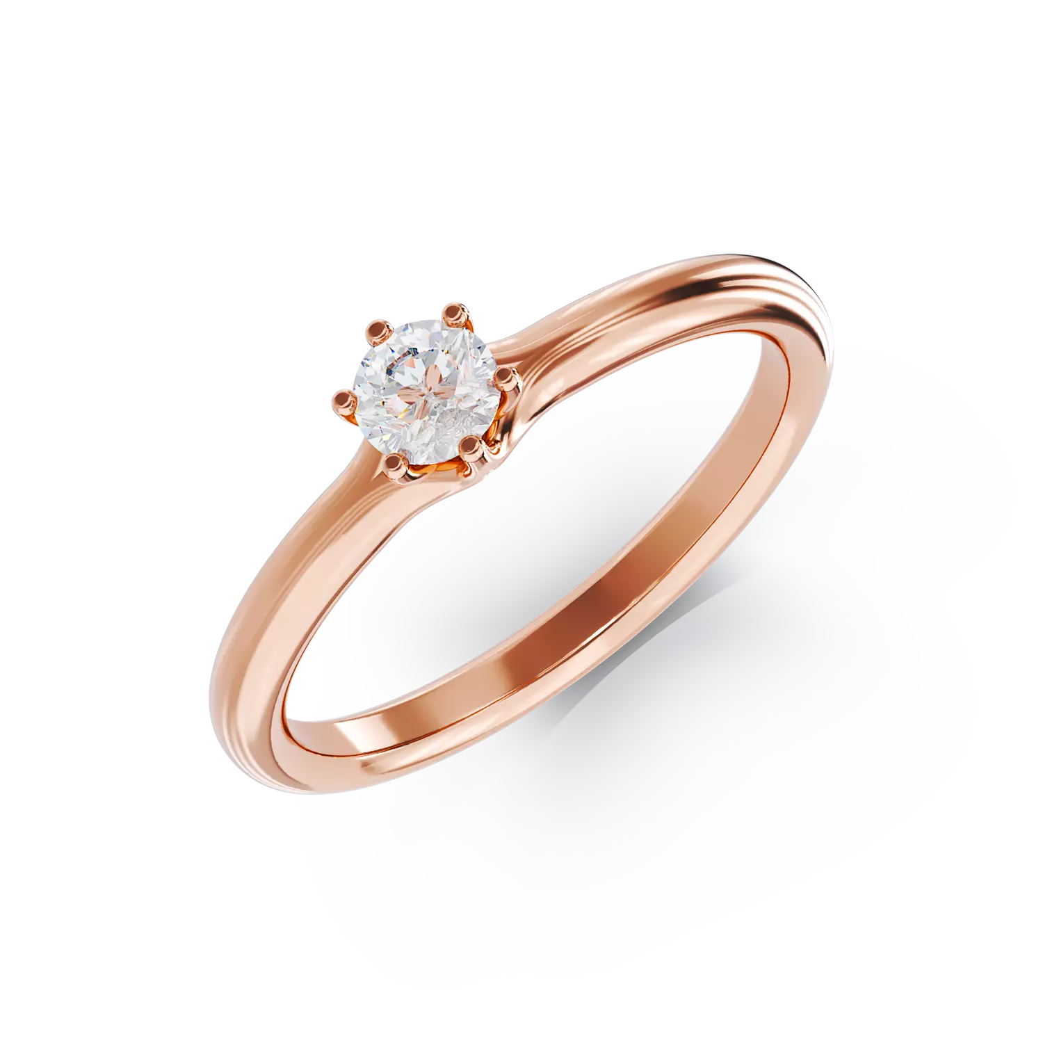 Rózsarany eljegyzési gyűrű 0.24ct pasziánsz gyémánttal