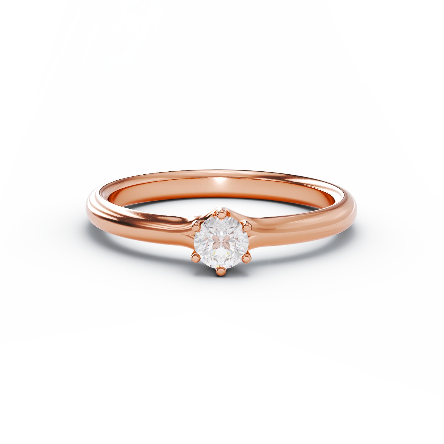 Годежен пръстен от розово злато с диамант пасианс 0.24кt