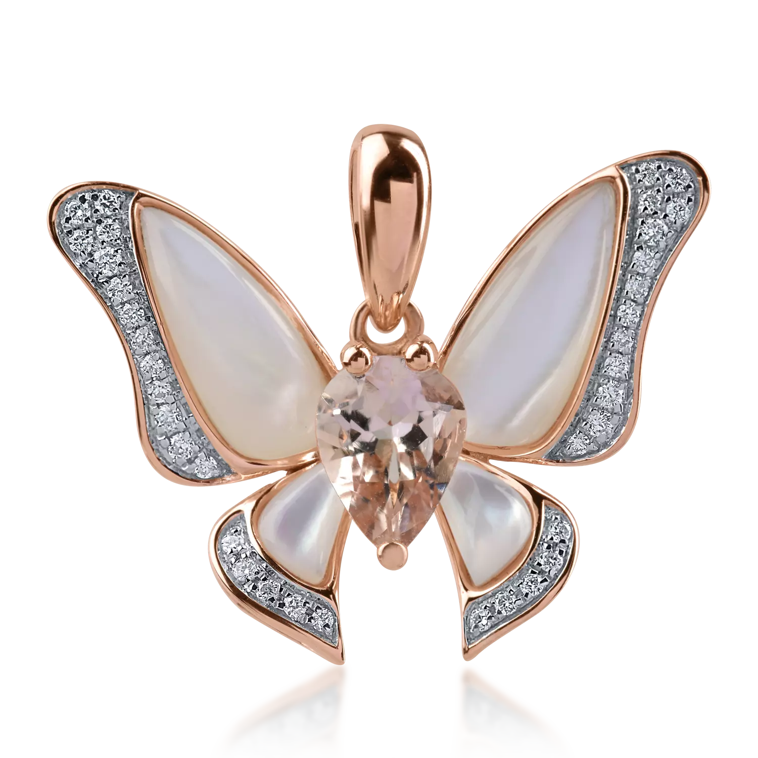 Rose gold butterfly pendant with 2.66ct precious and semi-precious stones