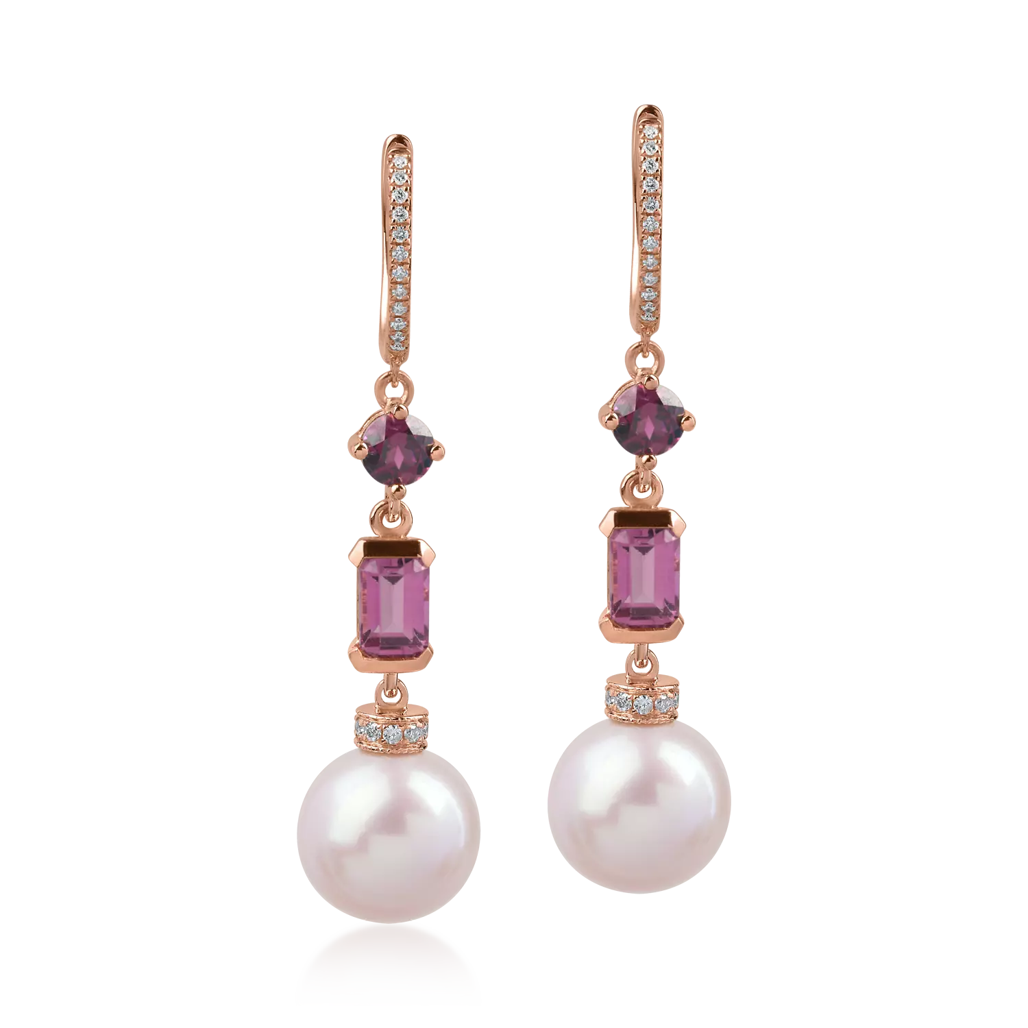 Rose gold earrings with 16.89ct precious and semi-precious stones