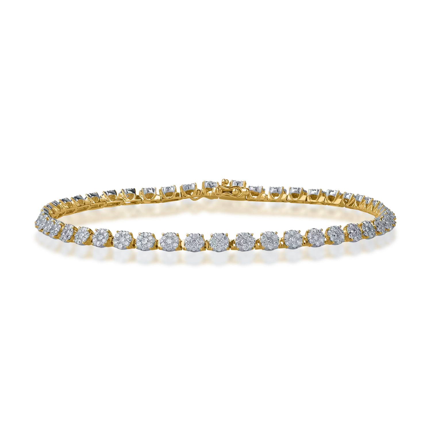 Yellow gold tennis bracelet with 2ct diamonds