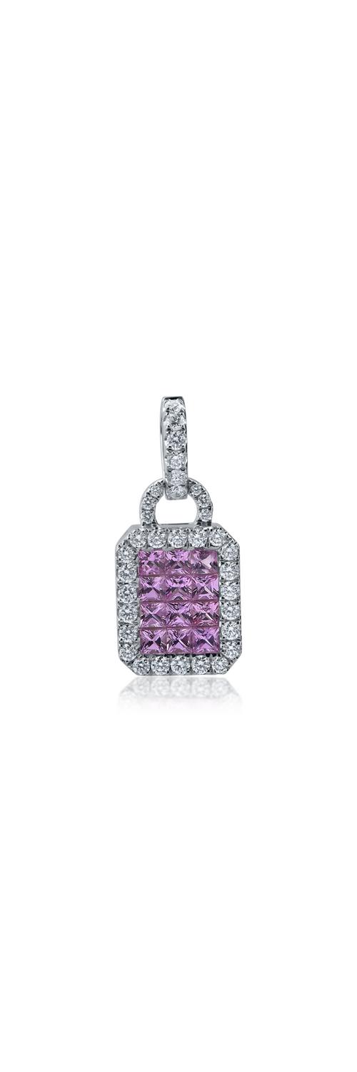 White gold pendant with 1.11ct pink sapphires and 0.57ct diamonds