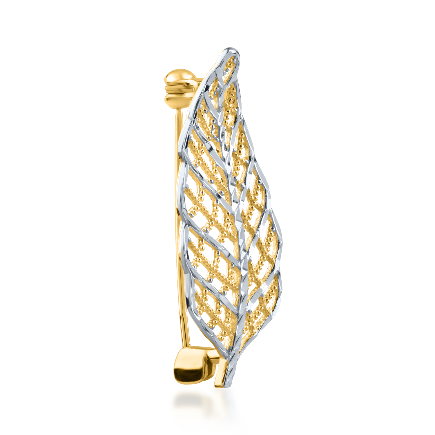 White-yellow gold brooch