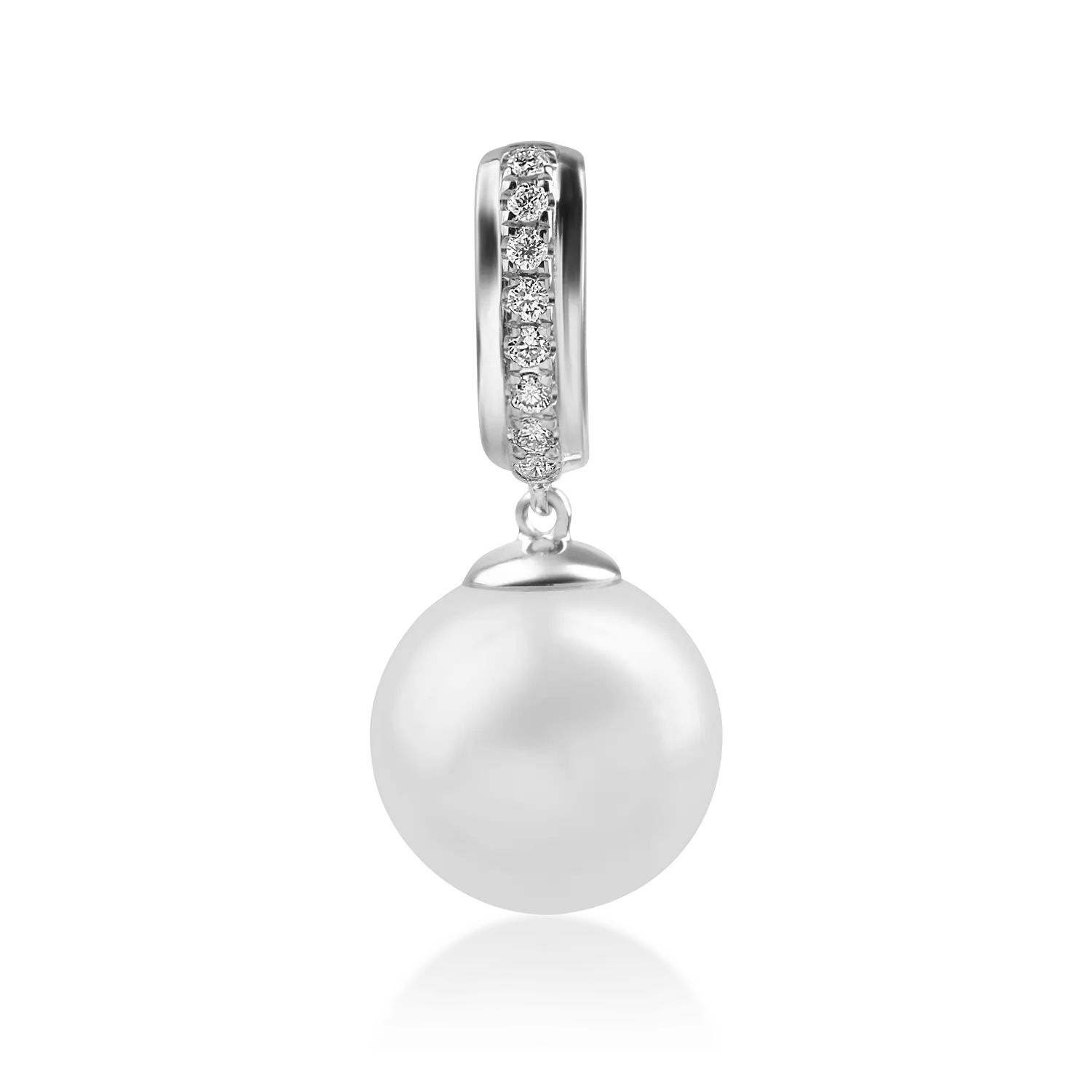 Pandantiv din aur alb cu perla de cultura de 7.42ct si diamante de 0.06ct