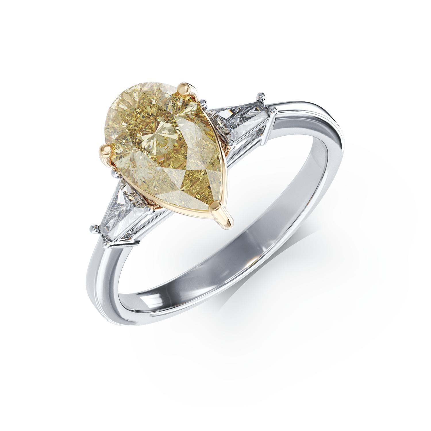Inel de logodna din aur alb cu diamant de 2ct si diamante de 0.19ct