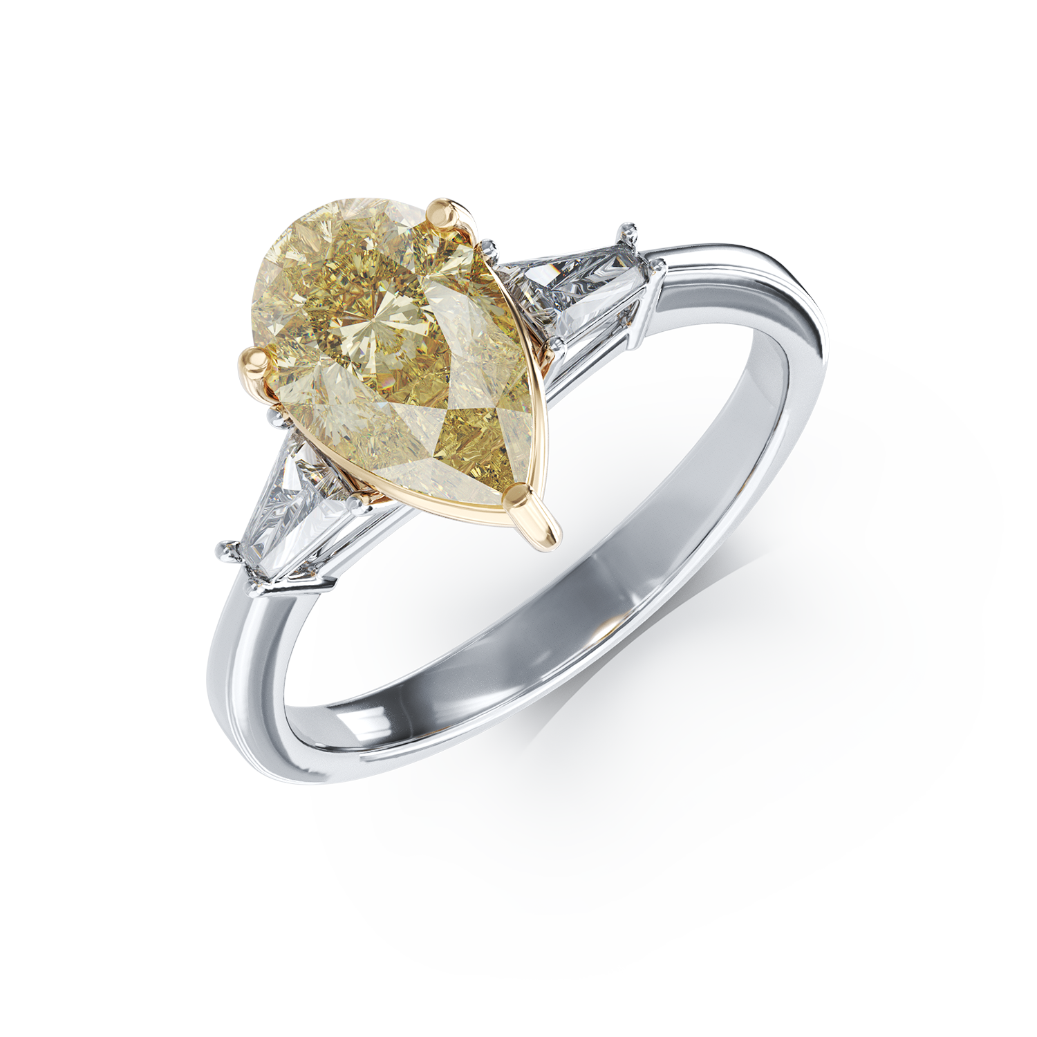 Inel de logodna din aur alb cu diamant de 2ct si diamante de 0.19ct