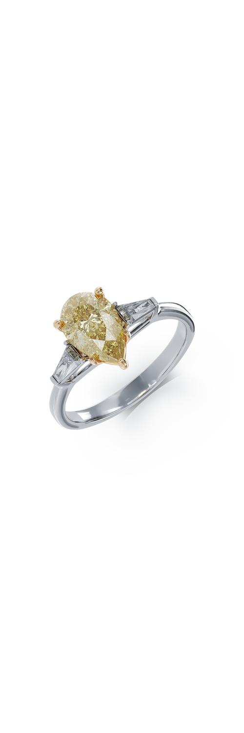 Годежен пръстен от бяло злато с 1.59ct диамант и 0.2ct диаманти