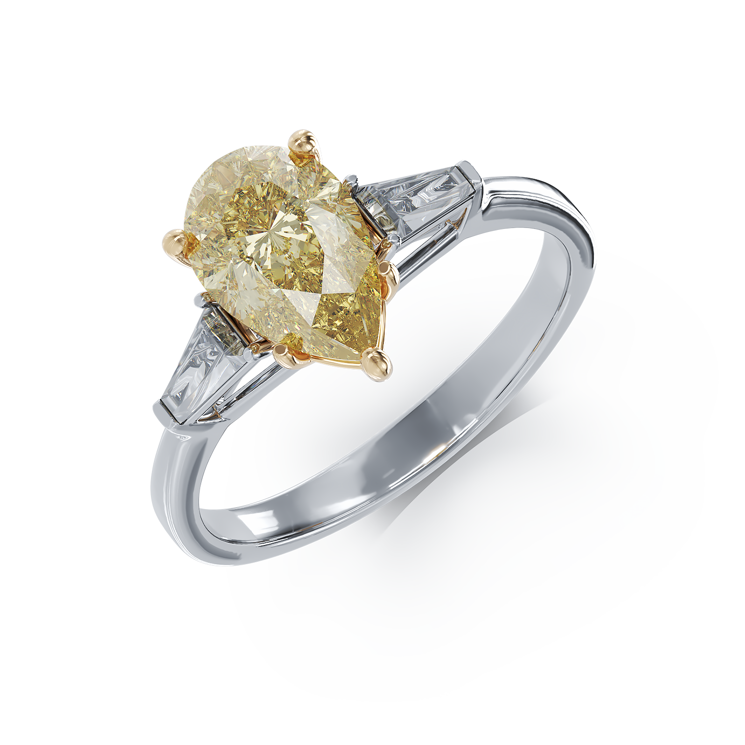 Pierścionek zaręczynowy z białego złota z diamentami o masie 1.59ct i 0.2ct