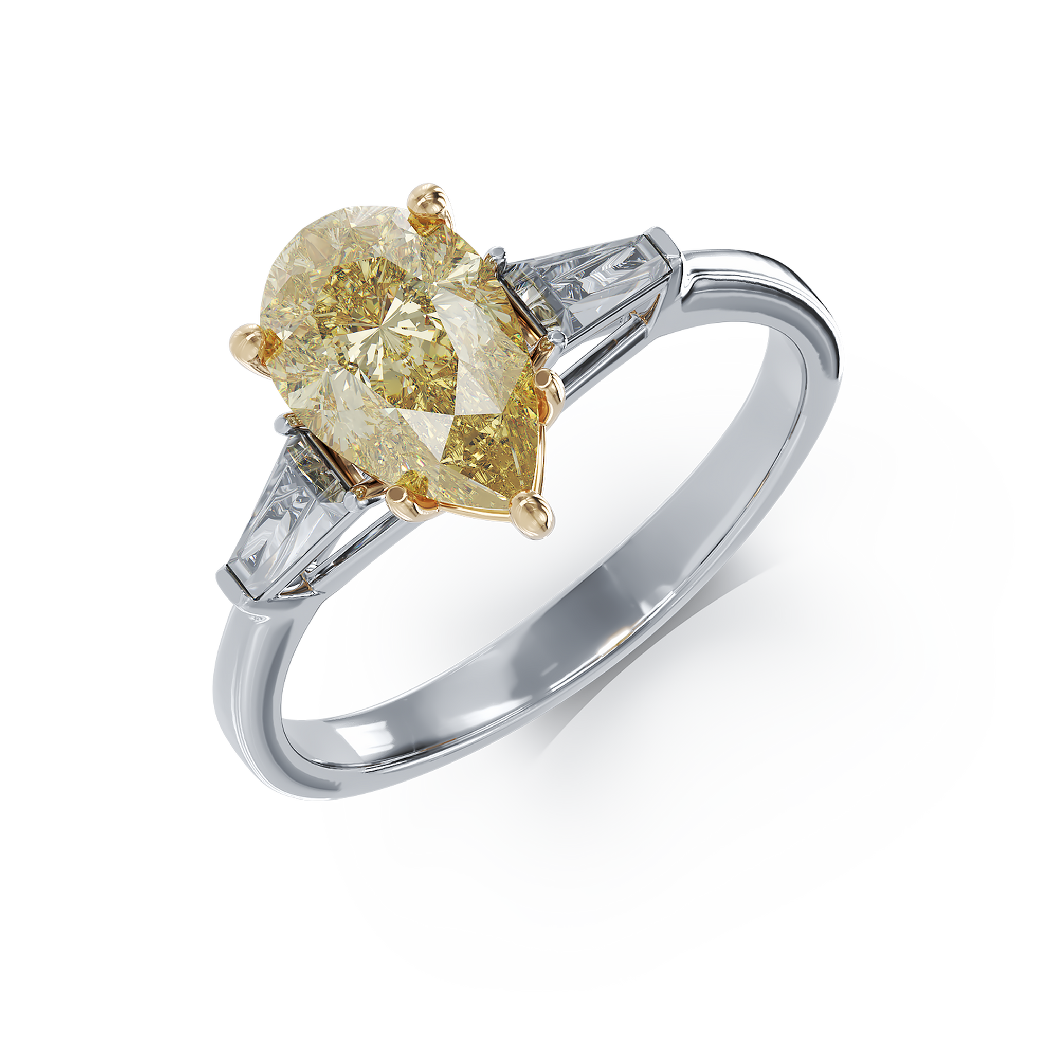 Pierścionek zaręczynowy z białego złota z diamentami o masie 1.59ct i 0.2ct