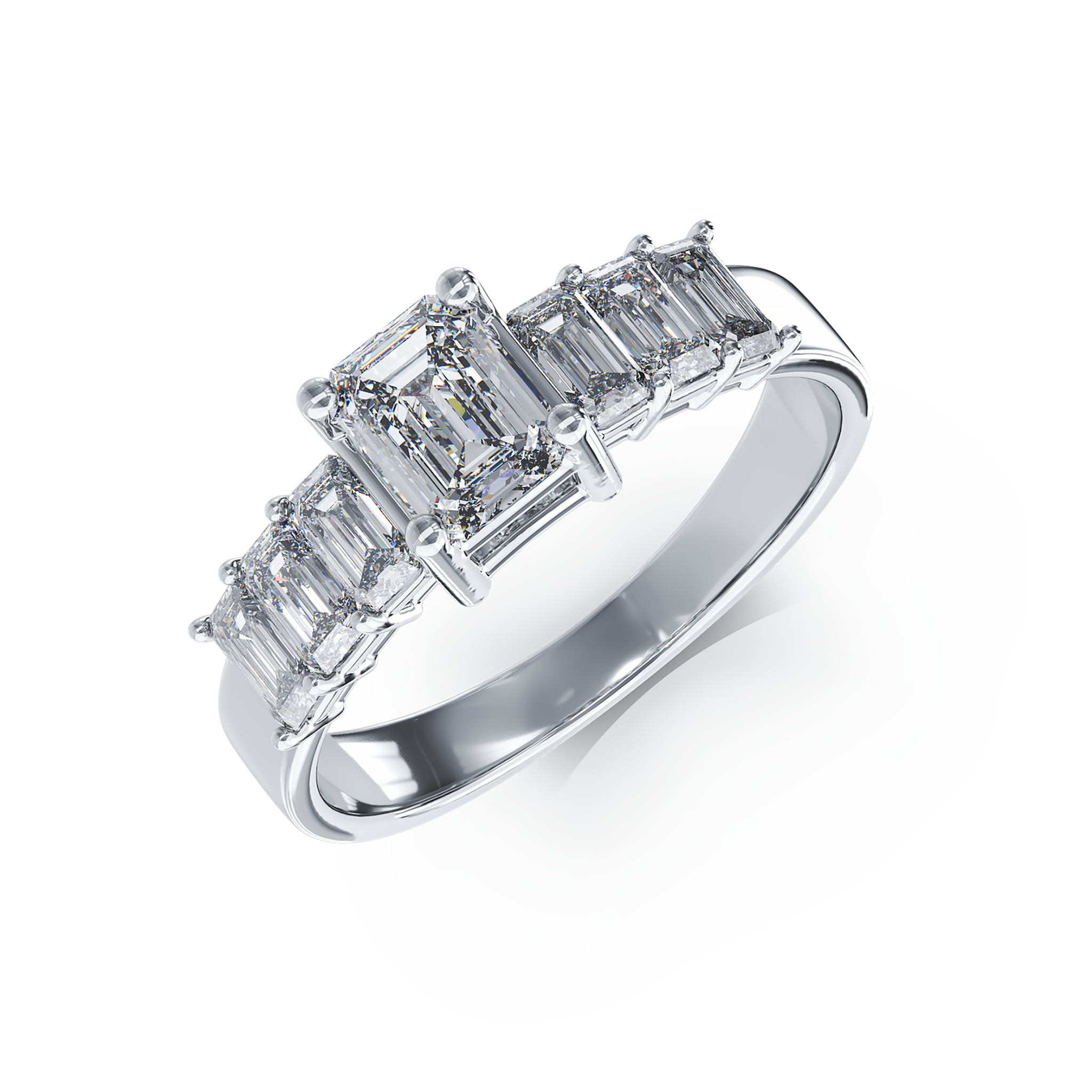Pierścionek zaręczynowy z białego złota z diamentami o masie 0.73ct i 0.93ct