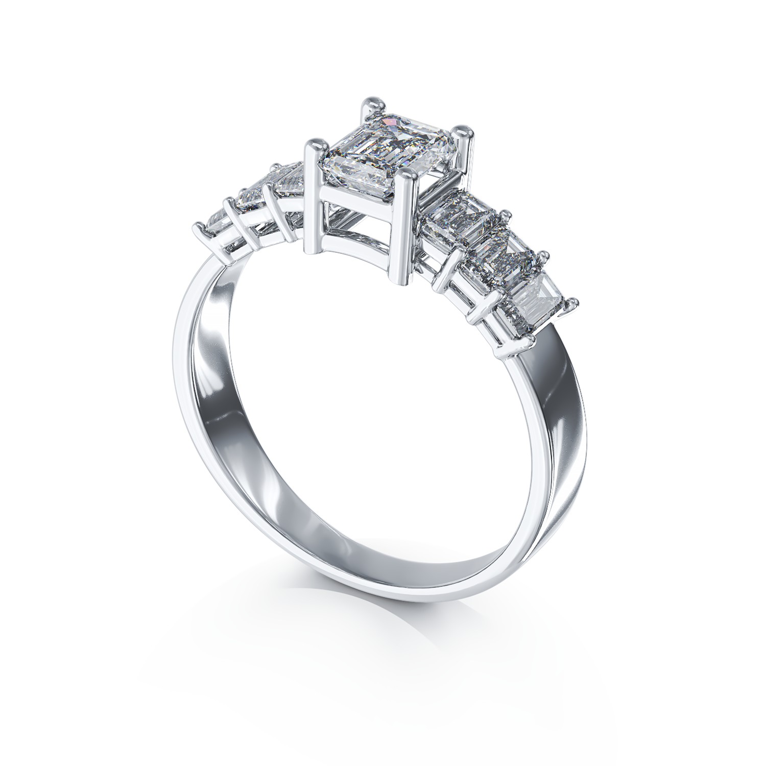 Inel de logodna din aur alb cu diamant de 0.73ct si diamante de 0.93ct