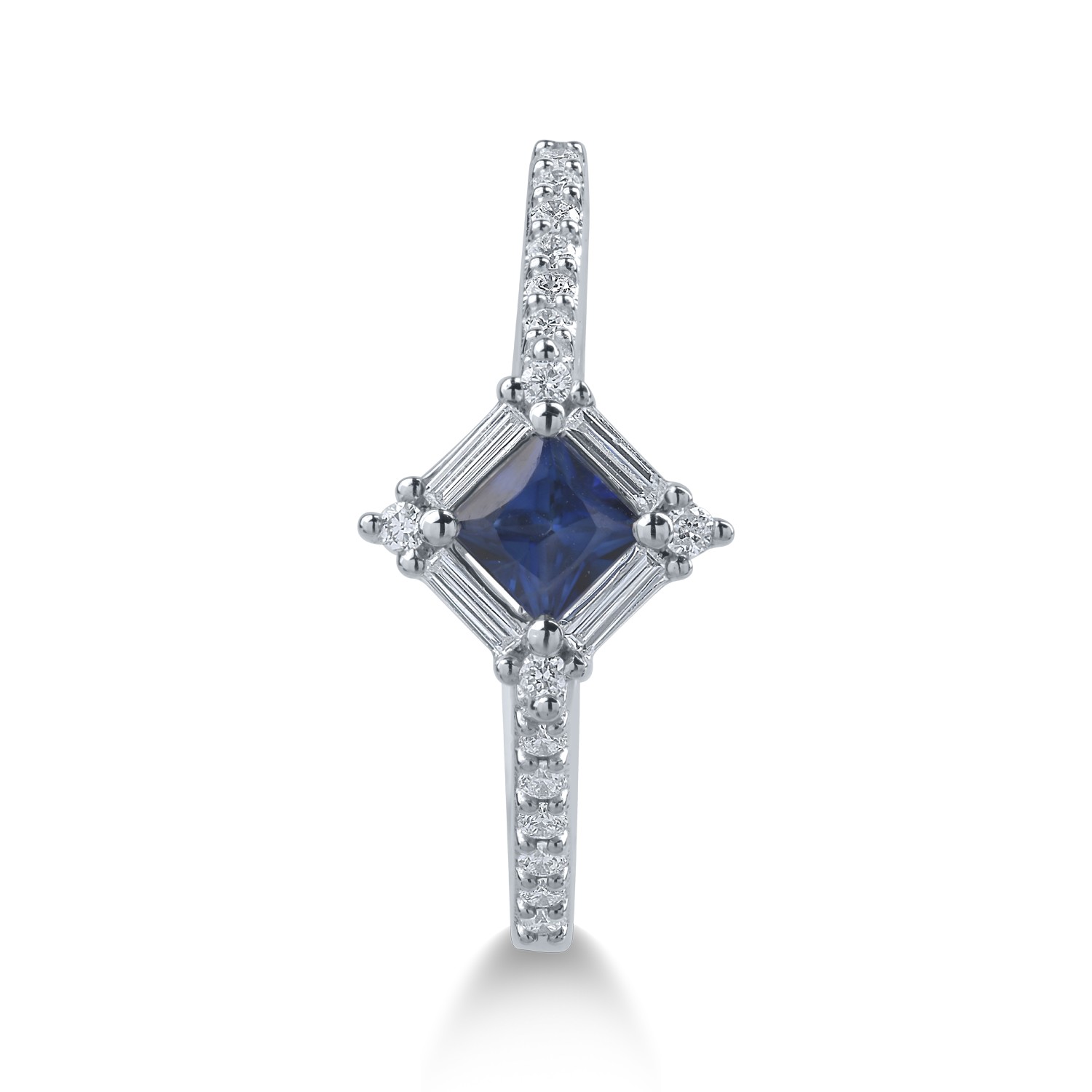 White gold ring with 0.3ct sapphire and 0.18ct diamonds