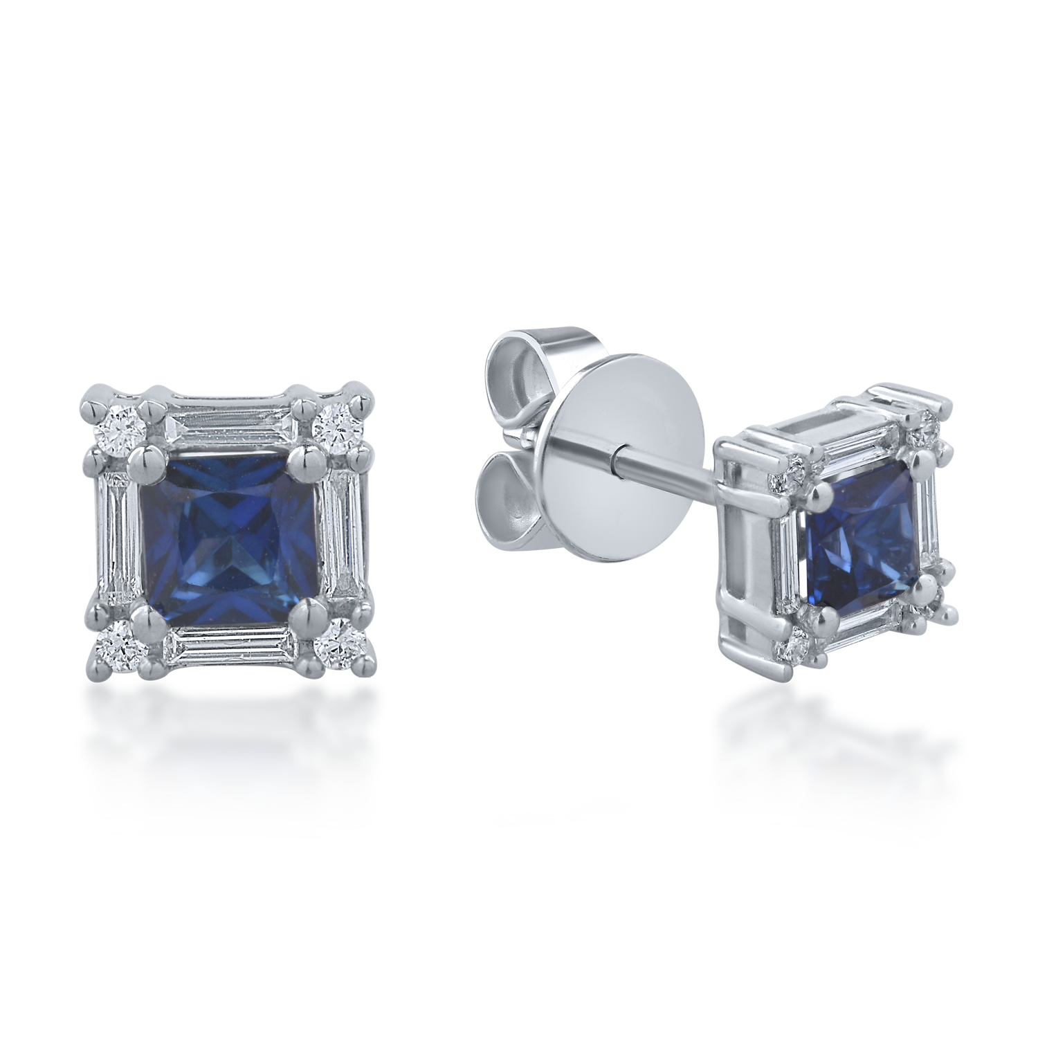 White gold earrings with 0.6ct sapphires and 0.19ct diamonds