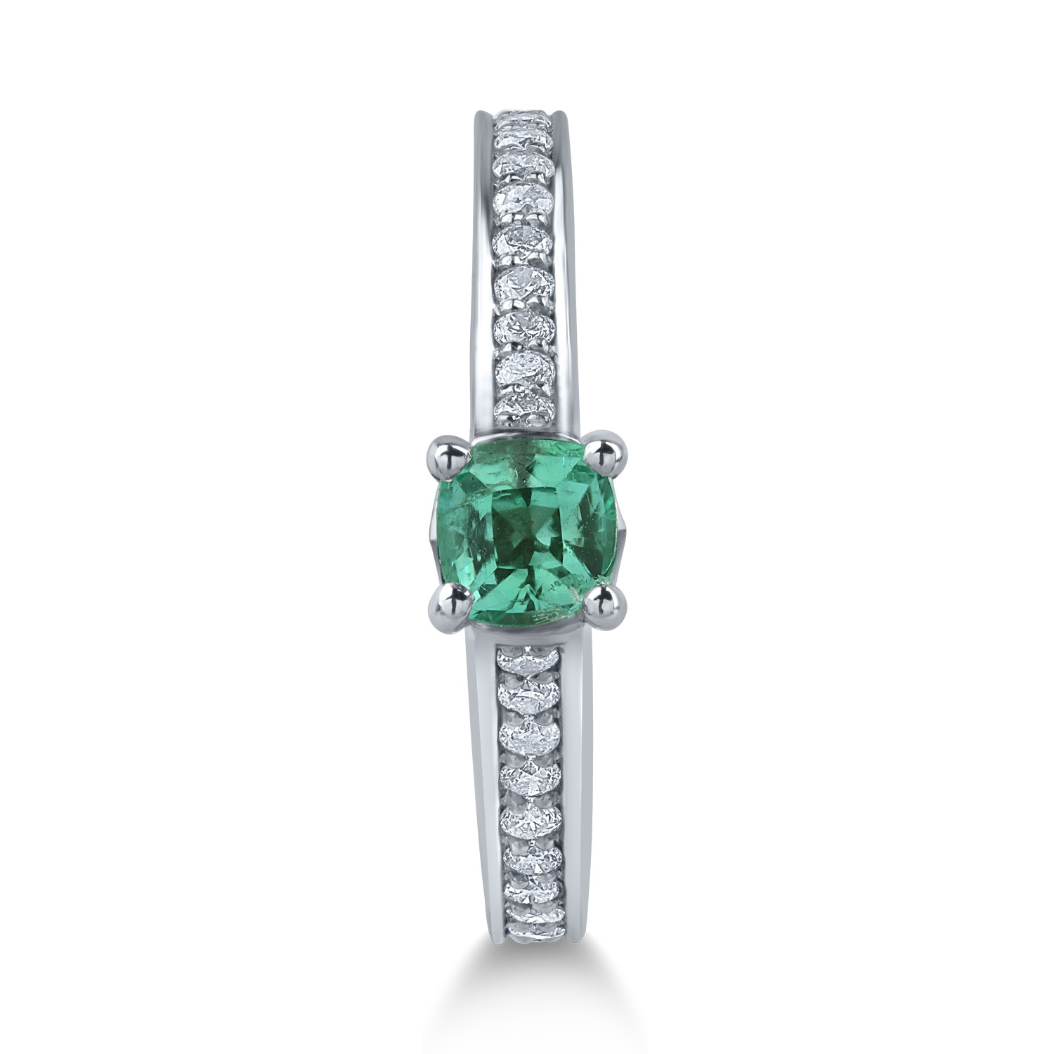Fehérarany eljegyzési gyűrű 0.37ct smaragddal és 0.22ct gyémántokkal