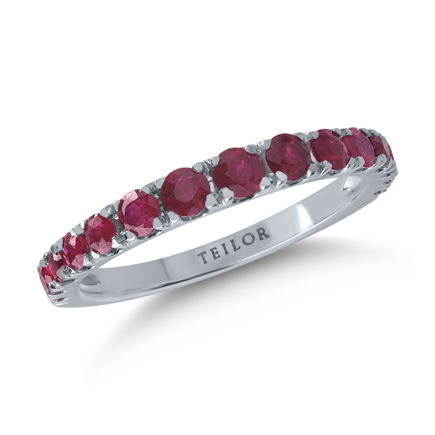 Half eternity in white gold ring with 1.02ct rubies